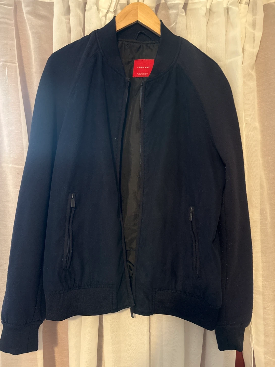 ZARA MAN Bomber Jacket - Navy Blue - Size XL