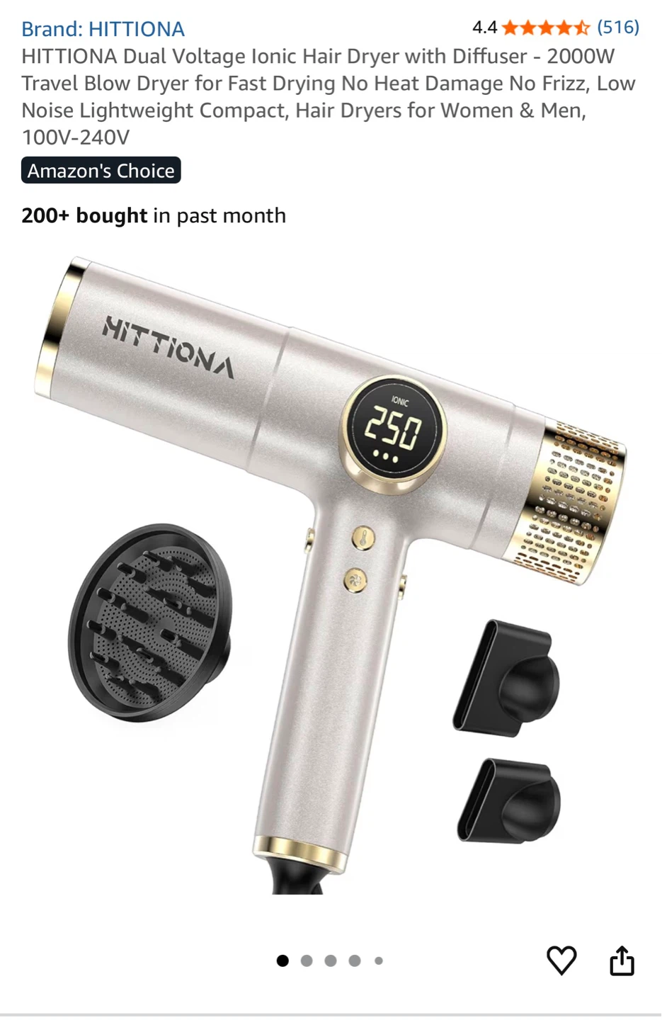 HITTIONA Dual Voltage Infrared High Speed Hair Dryer - photo 2