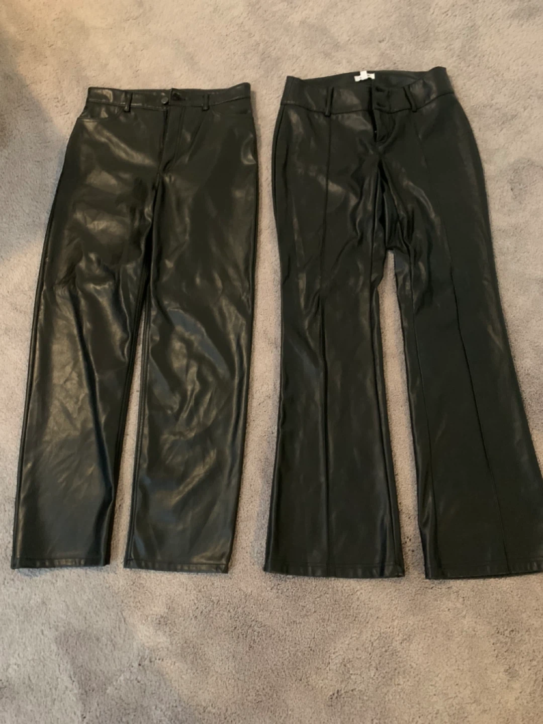 2 pairs of black faux leather pants