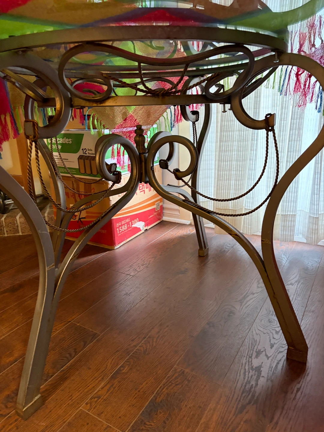Glass Top patio Table with Ornate Metal Base - photo 4