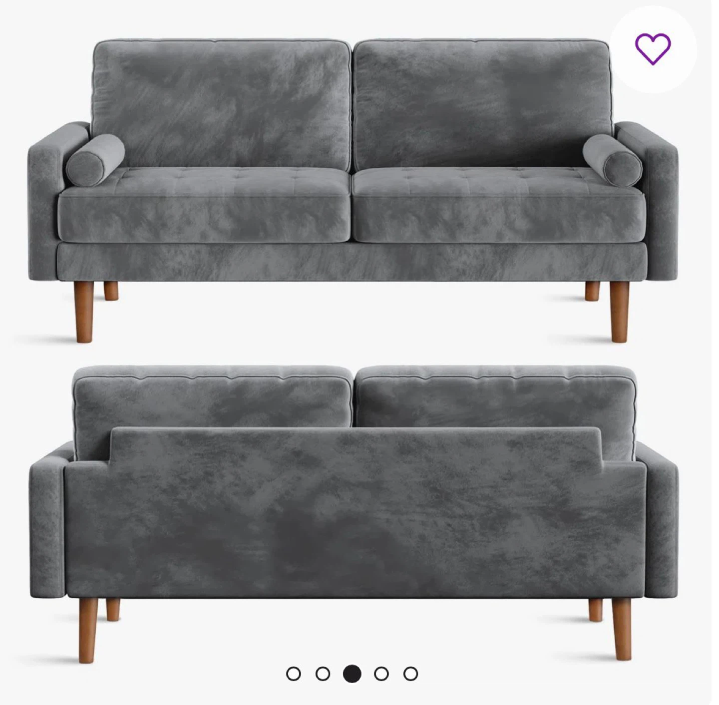 Grey Velvet Loveseat Sofa - photo 4