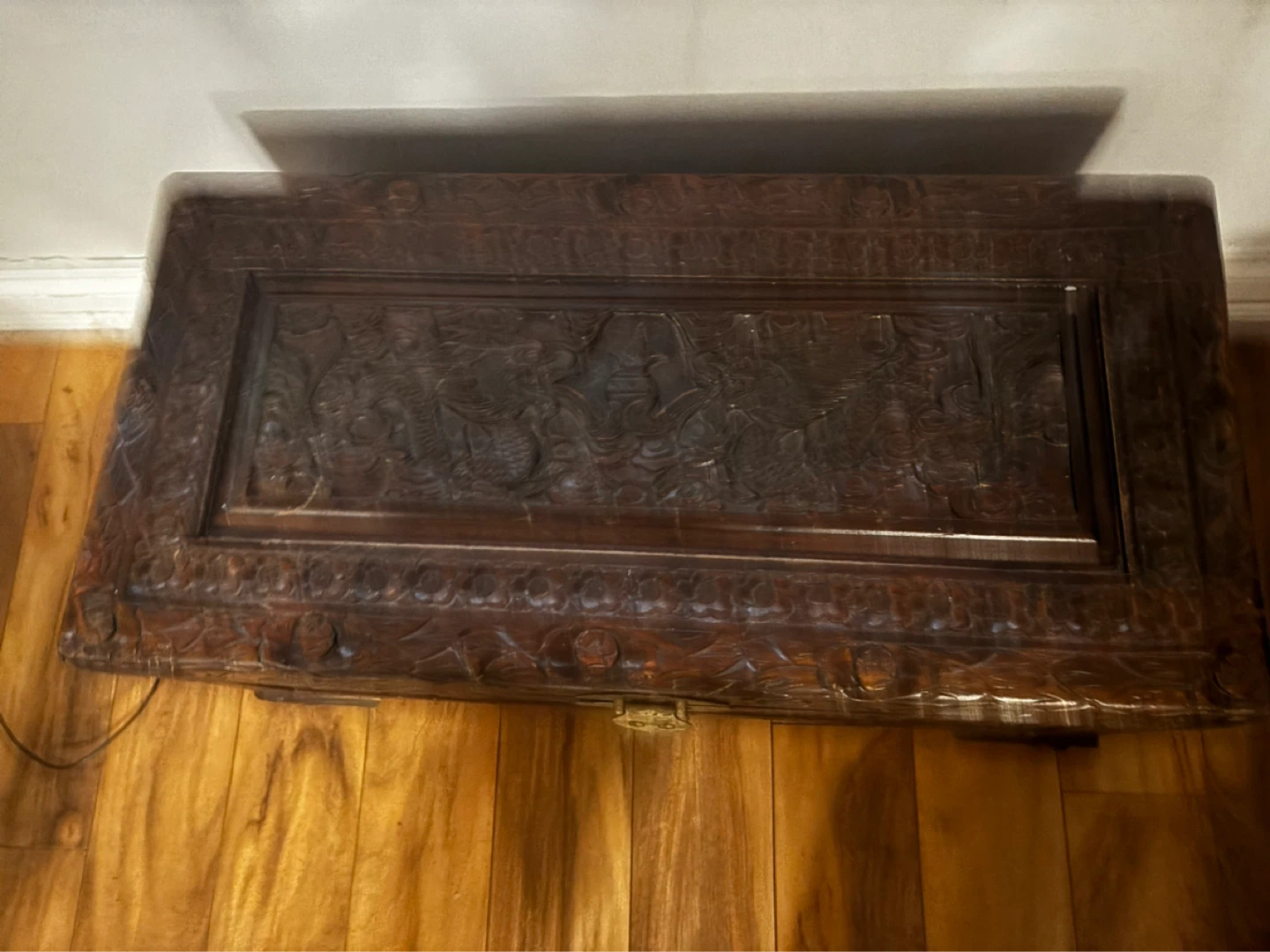 Vintage Carved Wooden Chest - photo 2