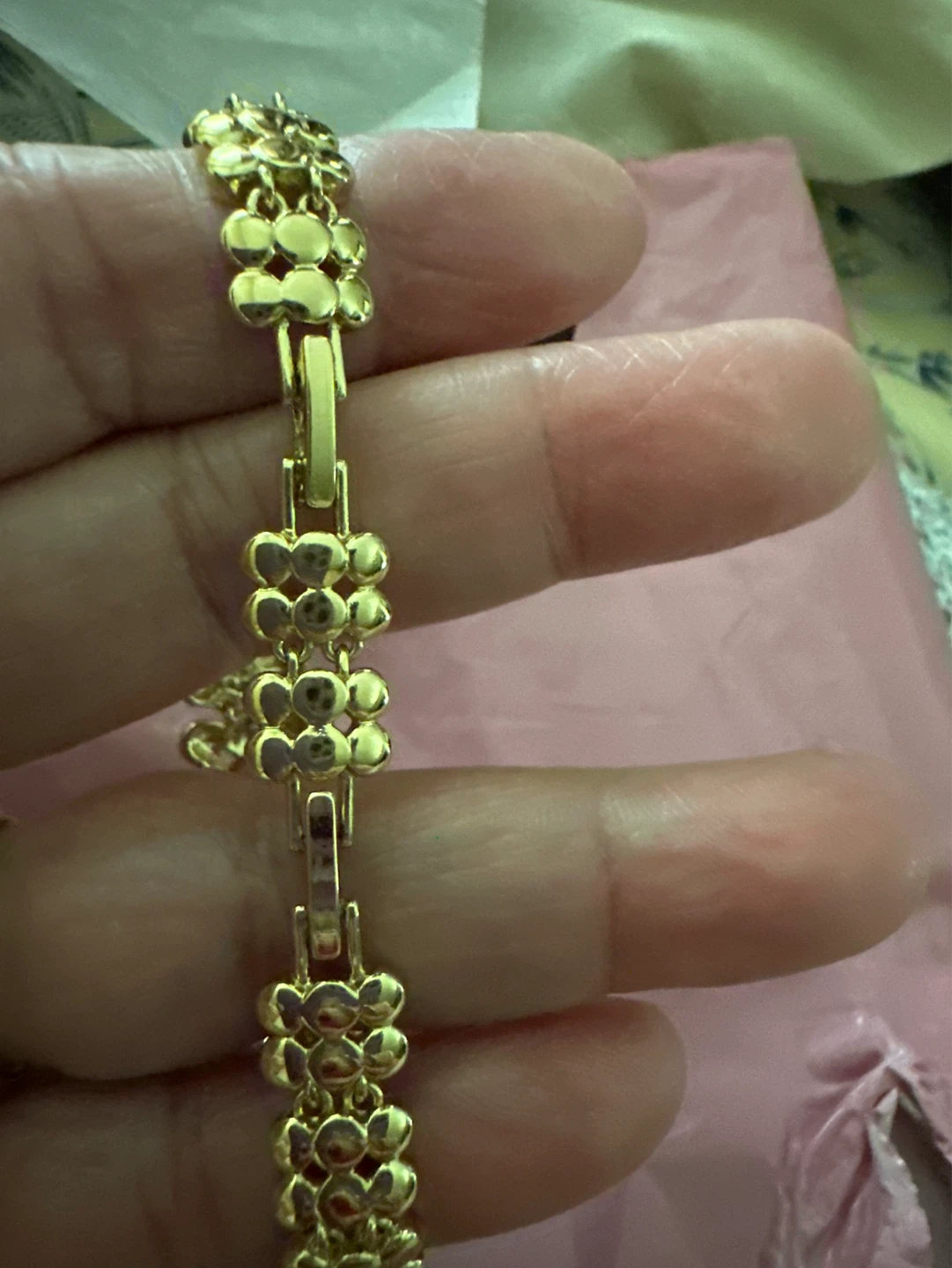 14k Gold laminated bracelet with clear crystals - photo 2