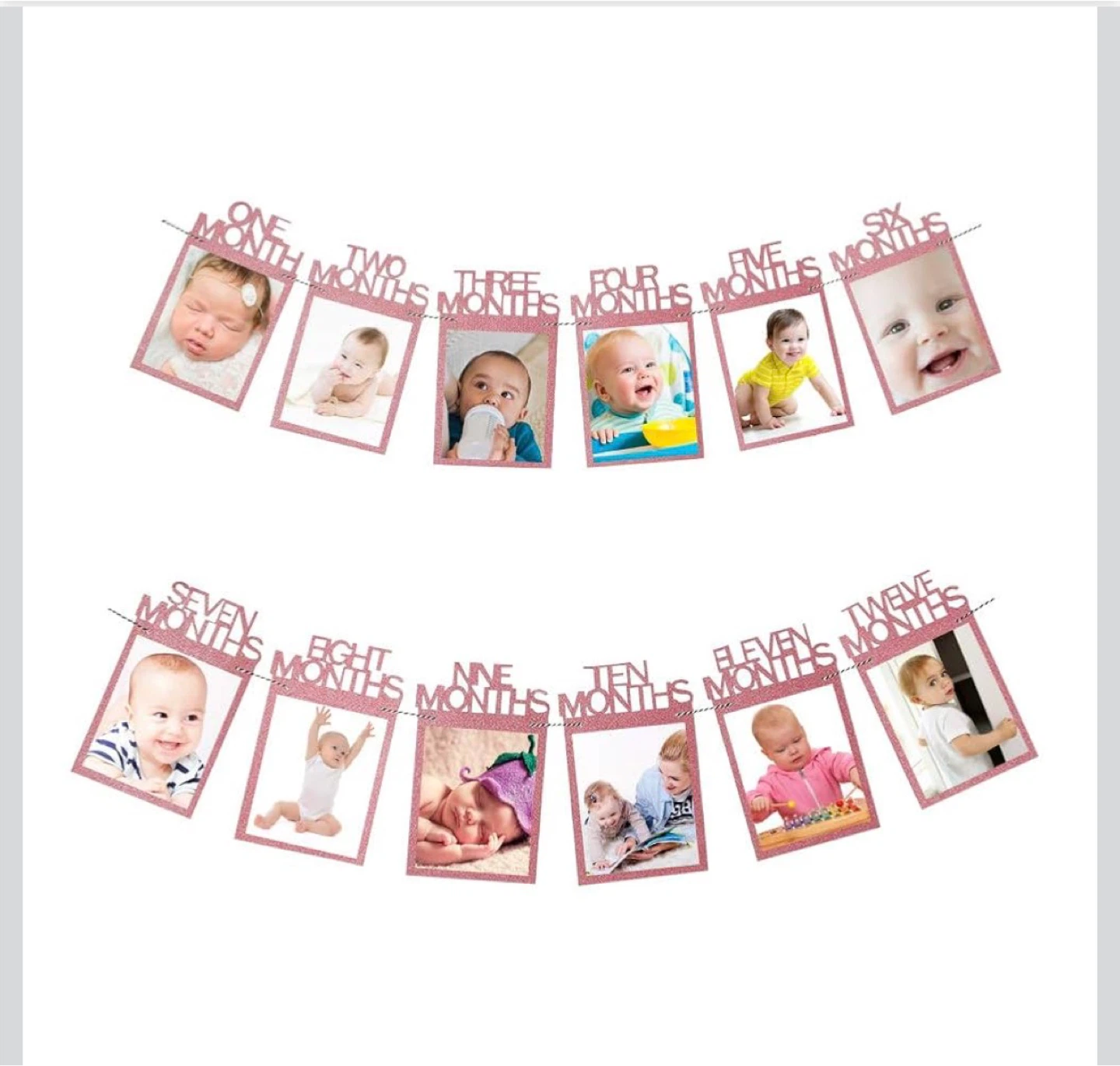 NIP Rose Gold 1st year Birthday Photo Banner
