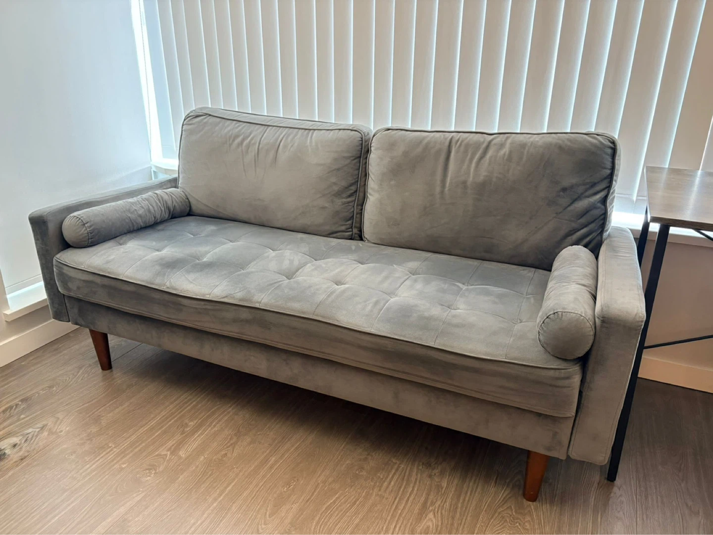 Grey Velvet Loveseat Sofa