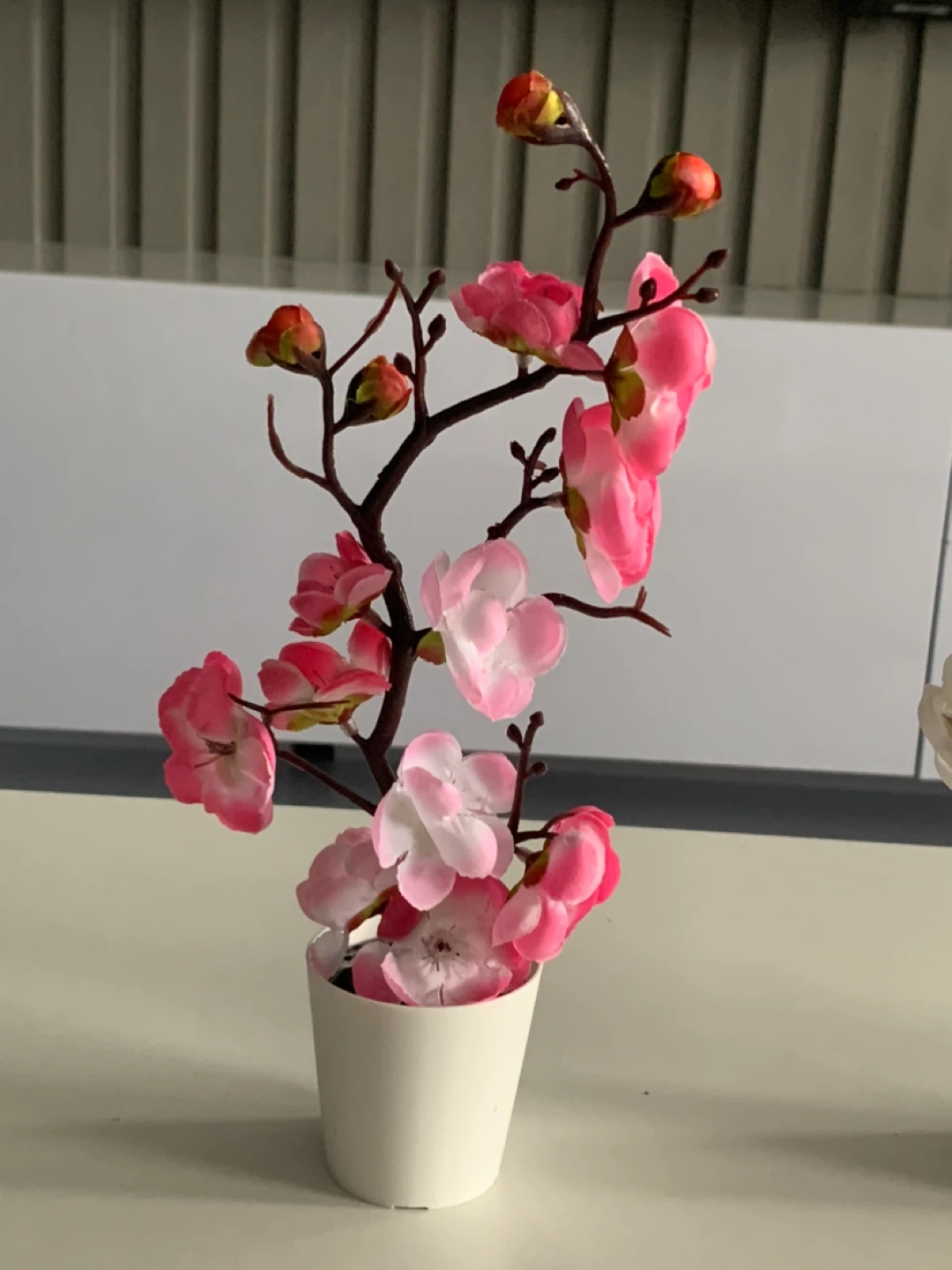 Artificial Cherry Blossom Plant in White Pot - photo 3