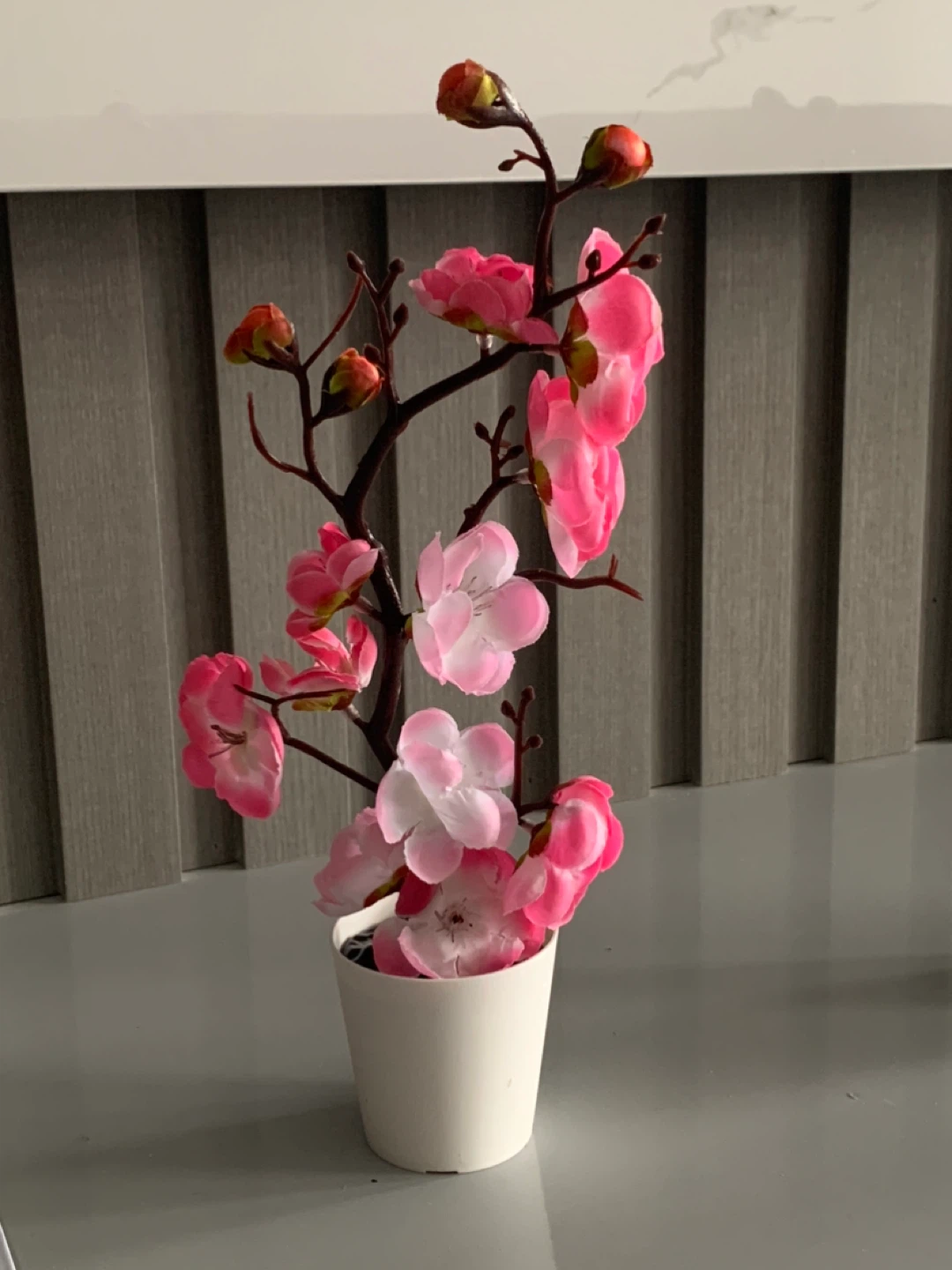 Artificial Cherry Blossom Plant in White Pot - photo 5