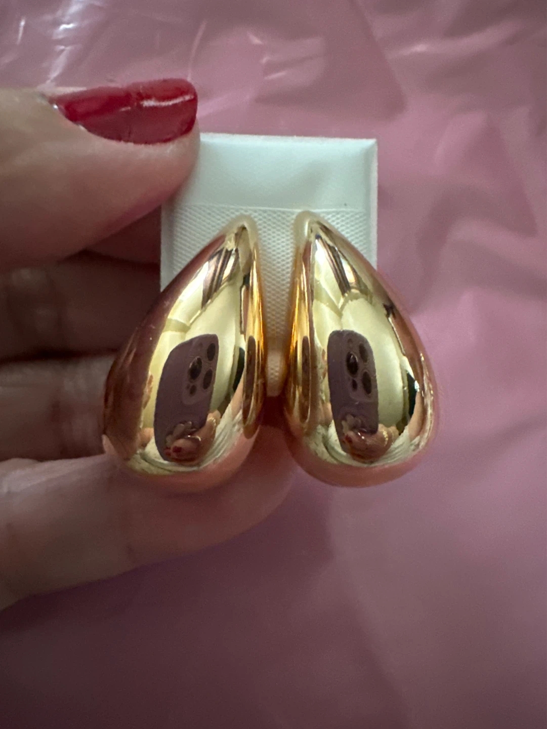 18k rose Gold laminated Teardrop Hoop Earrings