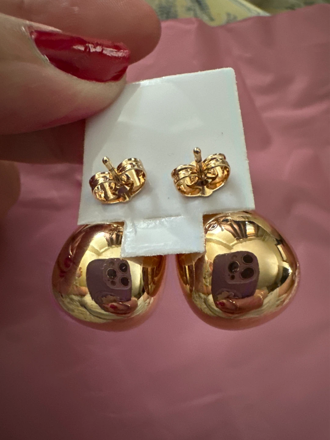 18k rose Gold laminated Teardrop Hoop Earrings - photo 2