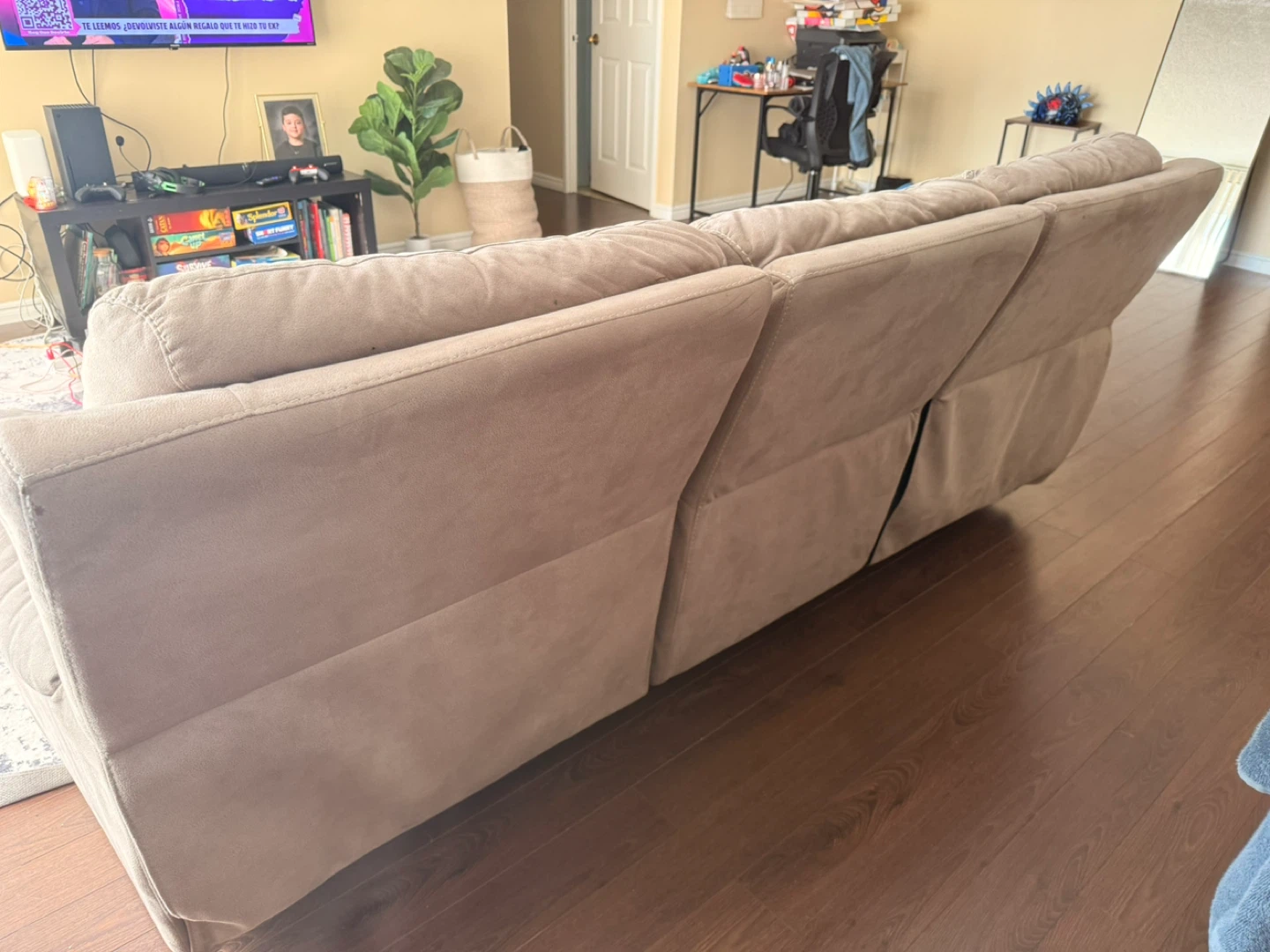 3-Seater Reclining Sofa - Beige Fabric - photo 2