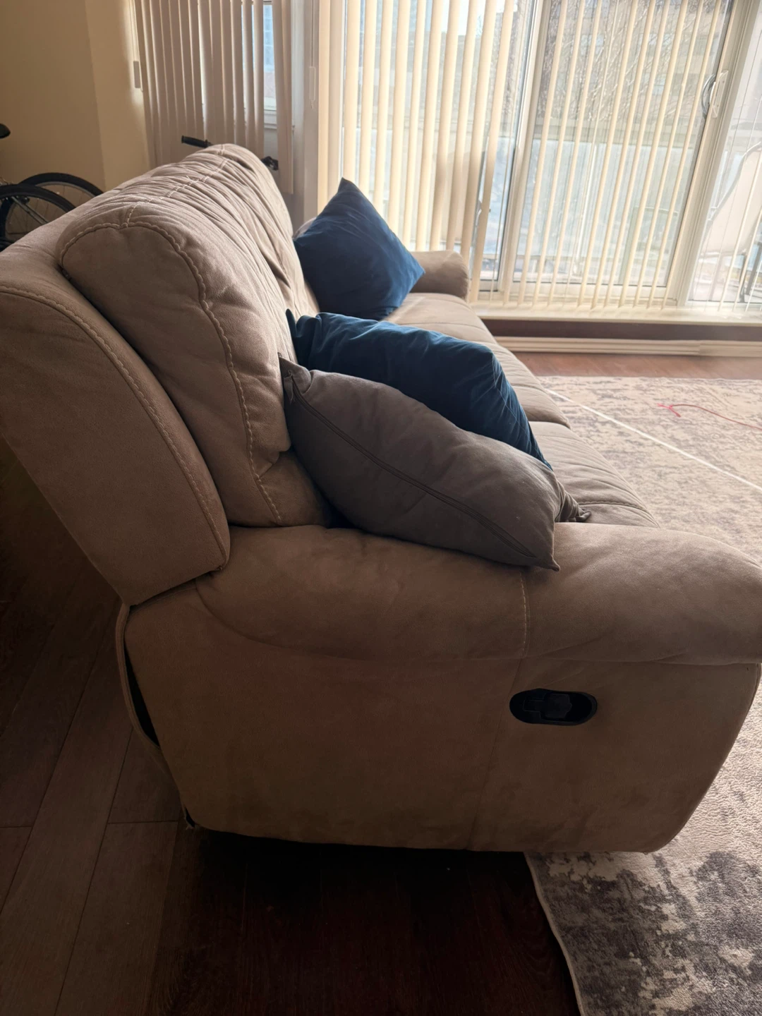 3-Seater Reclining Sofa - Beige Fabric - photo 3