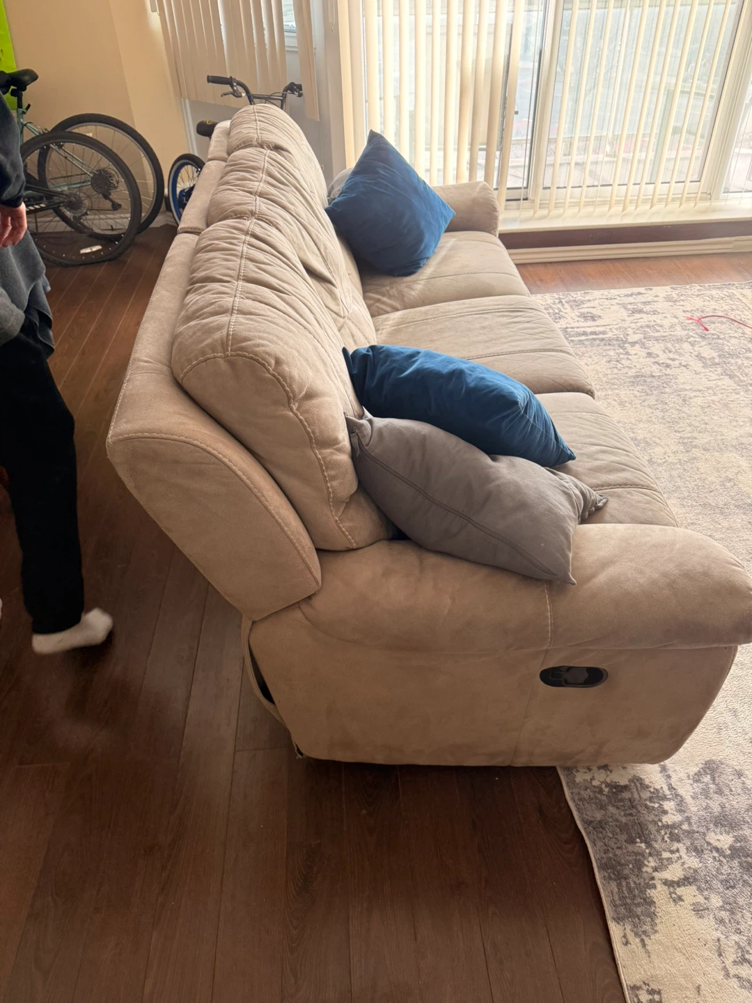 3-Seater Reclining Sofa - Beige Fabric - photo 4