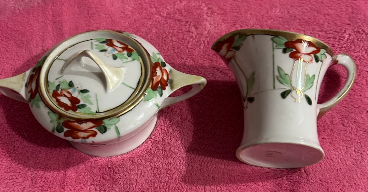Seyei Hand Painted Creamer and Sugar Bowl Set
