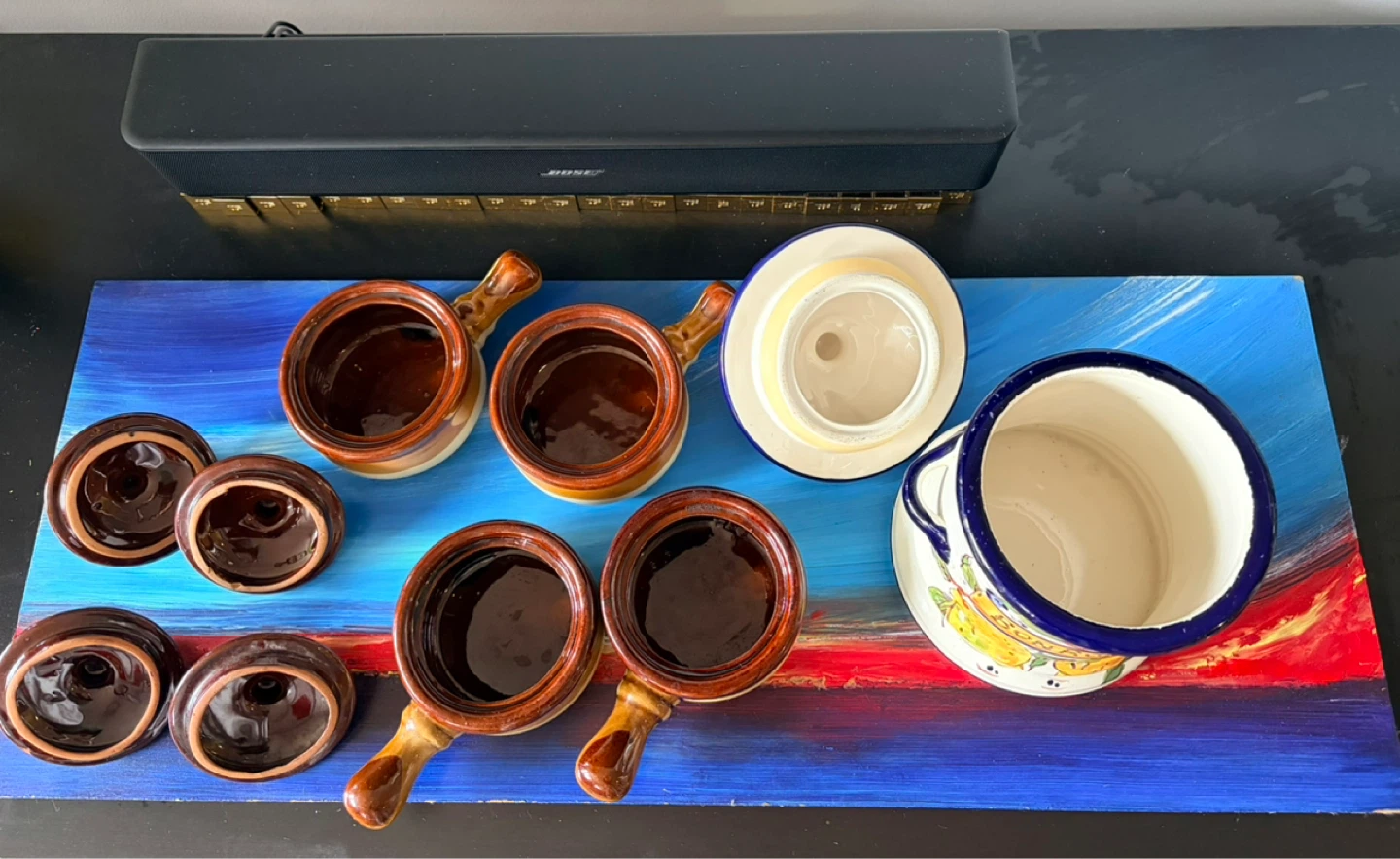 Set of 4 Ceramic Ramekins with Lids and "Bon Bons" Jar - photo 3