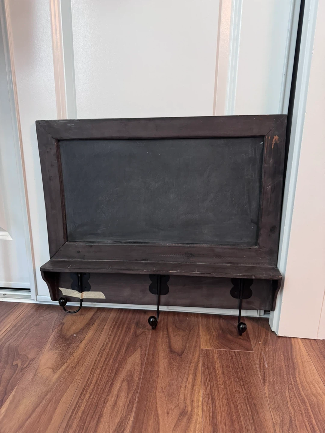Wooden Chalkboard with Hooks