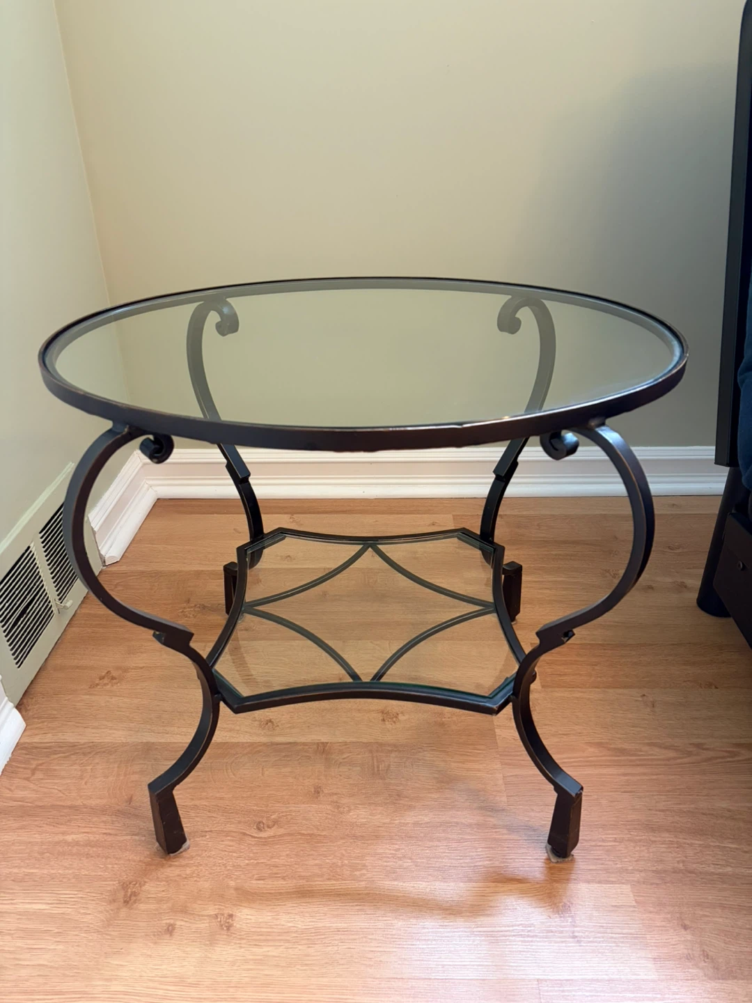 Oval Glass Top Metal End Table