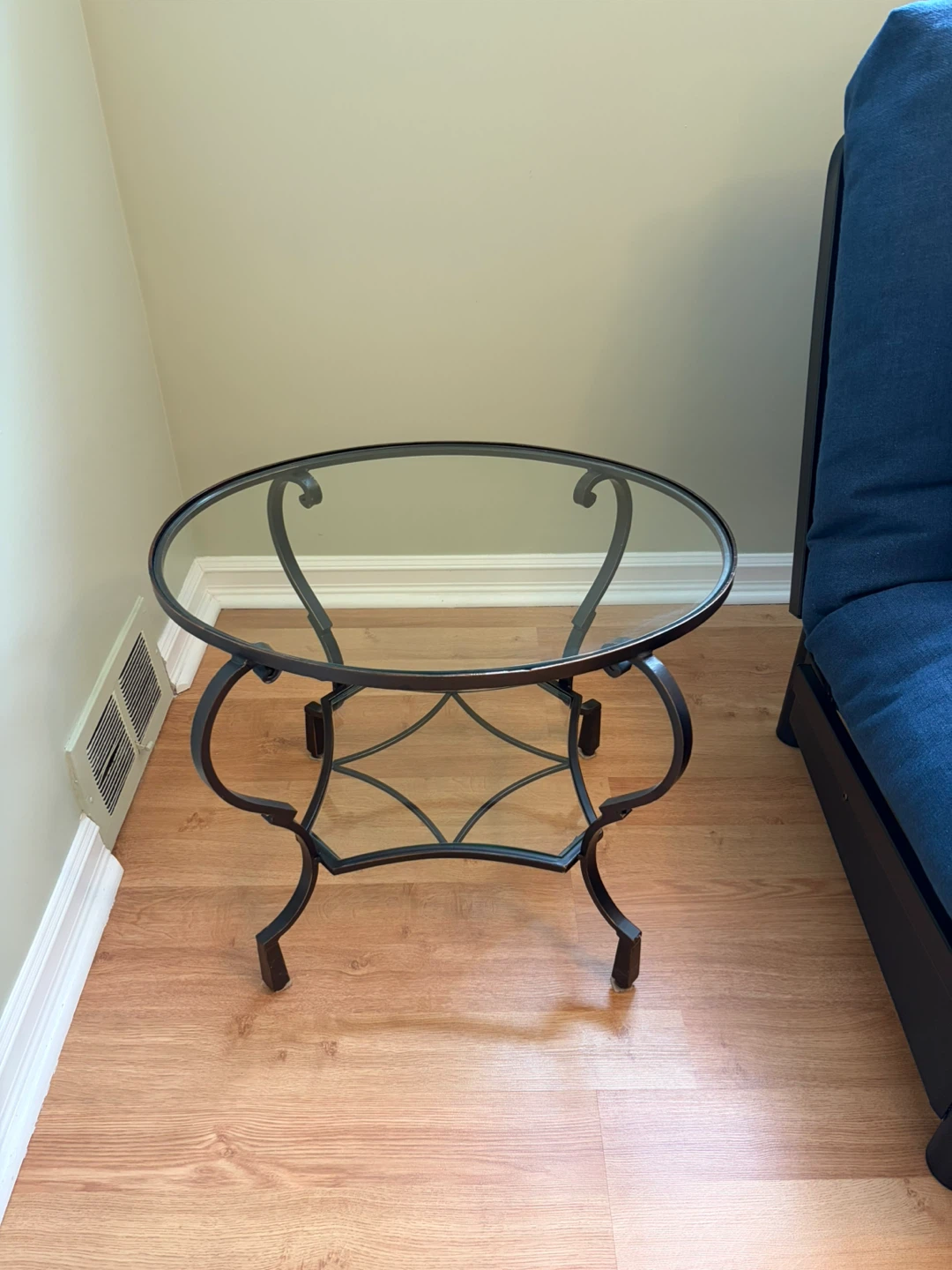 Oval Glass Top Metal End Table - photo 2