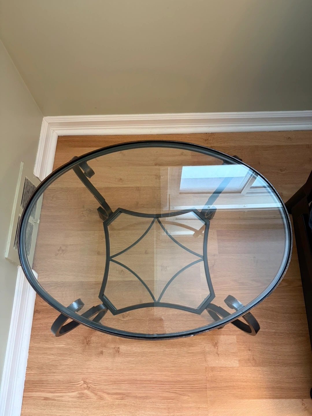 Oval Glass Top Metal End Table - photo 3
