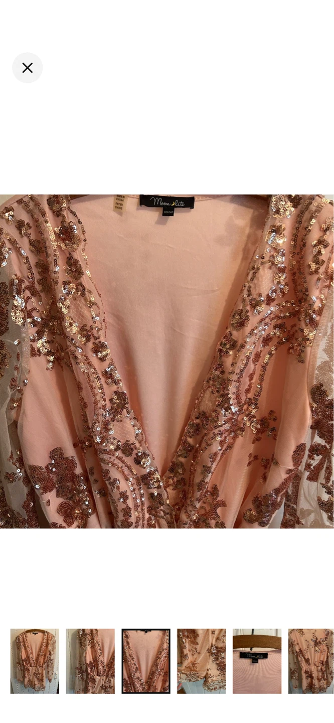 Moon Lite Rose Gold Sequin Romper XS/XP - photo 3