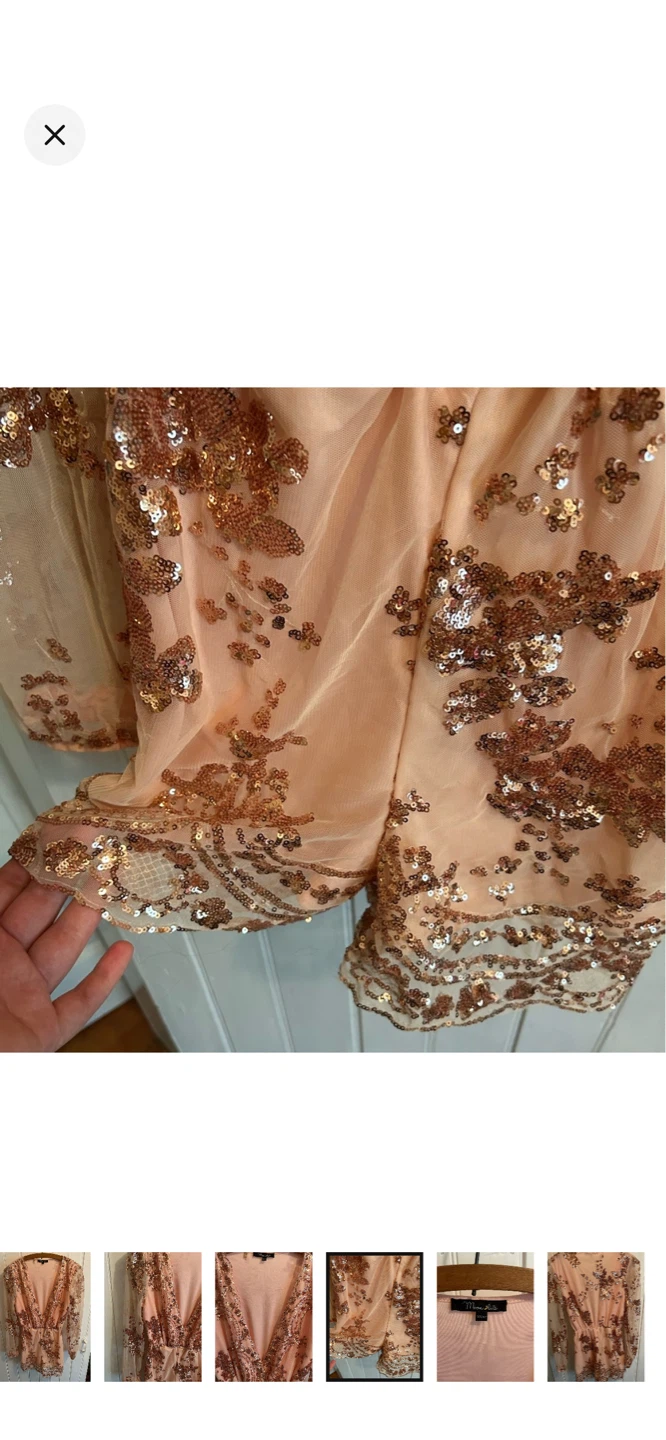 Moon Lite Rose Gold Sequin Romper XS/XP - photo 4