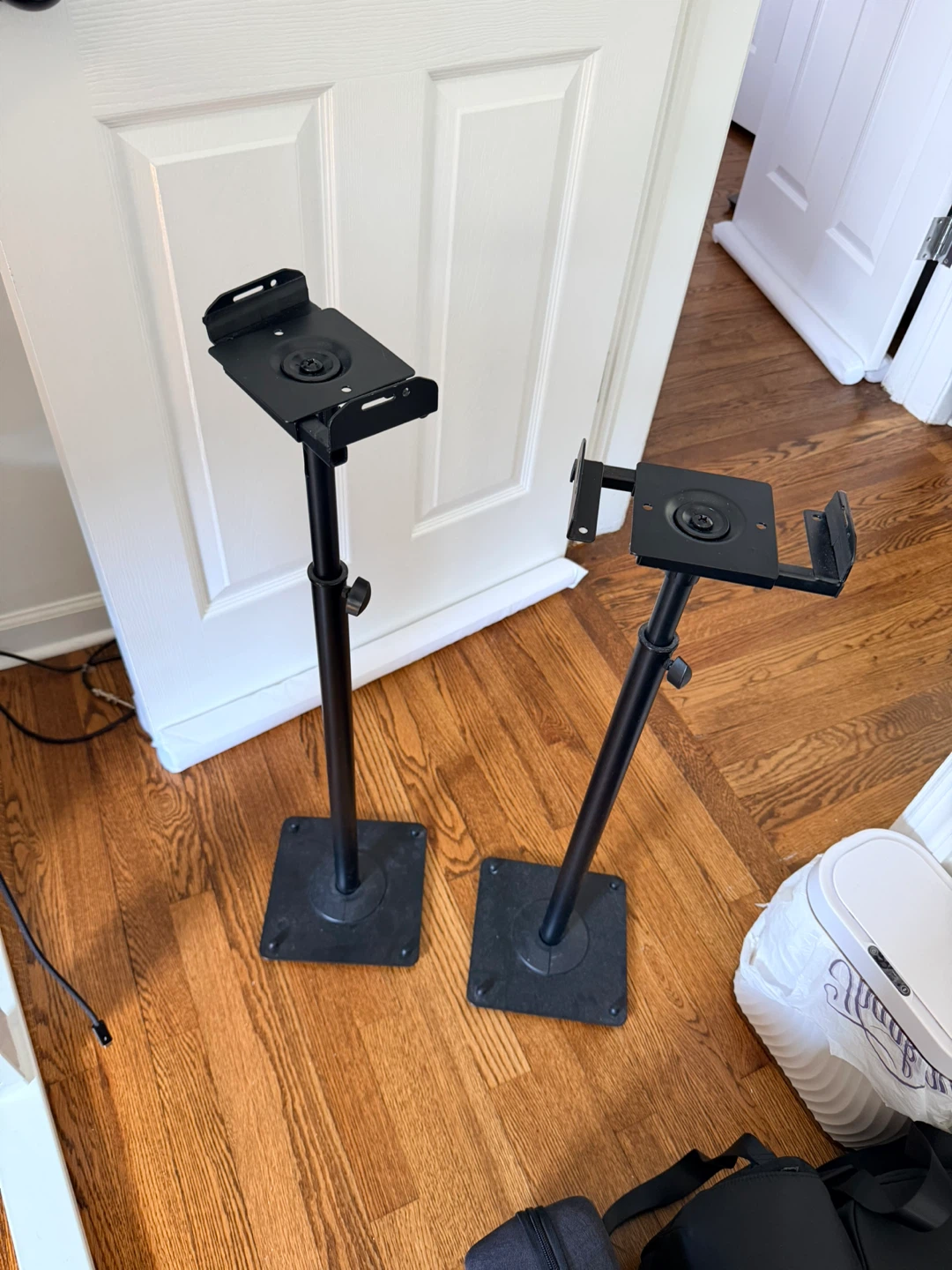 Pair of Black Adjustable Speaker Stands