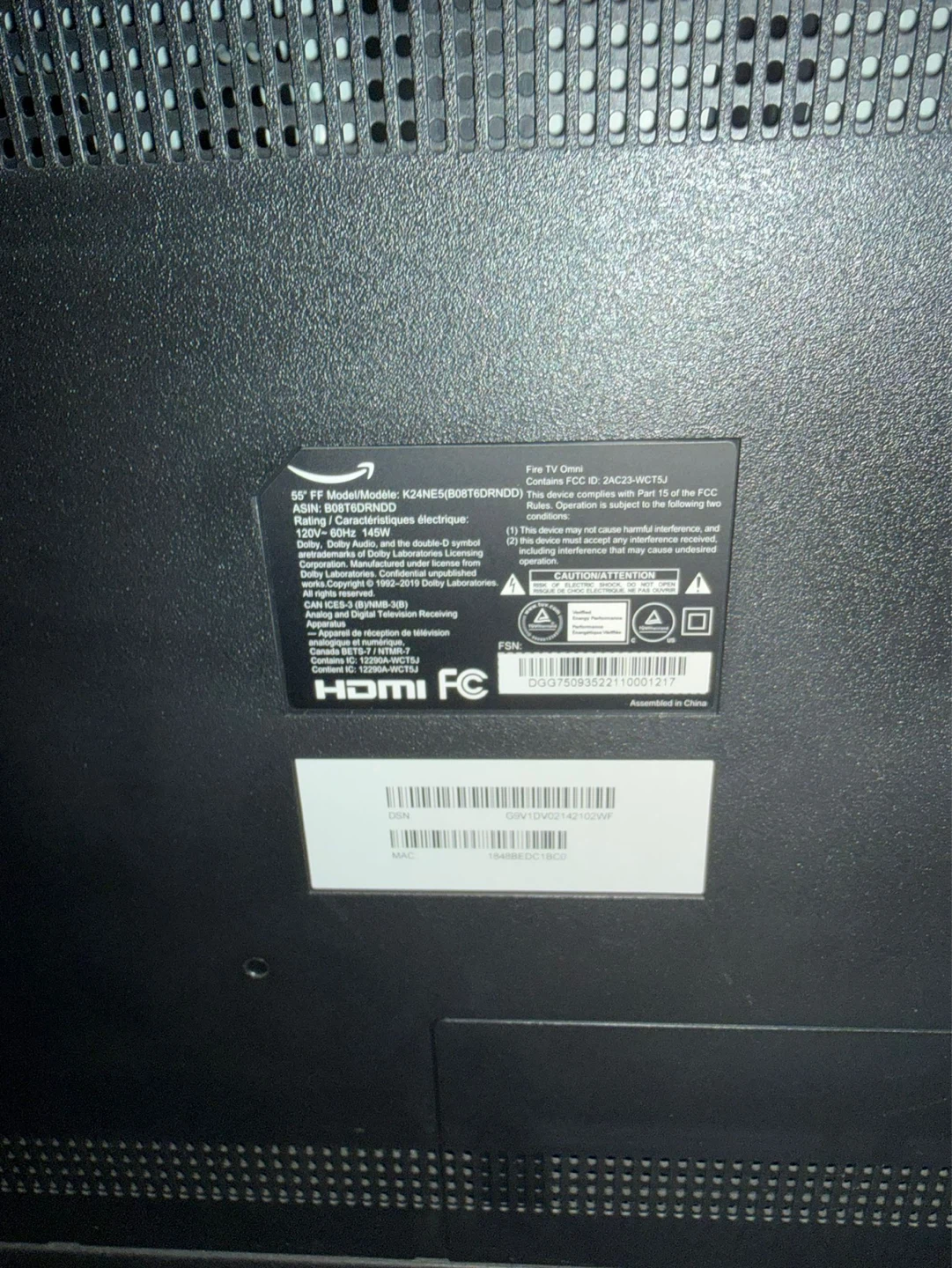 Amazon Fire TV Omni Series 55" K24NES(B08T6DRNDD)
