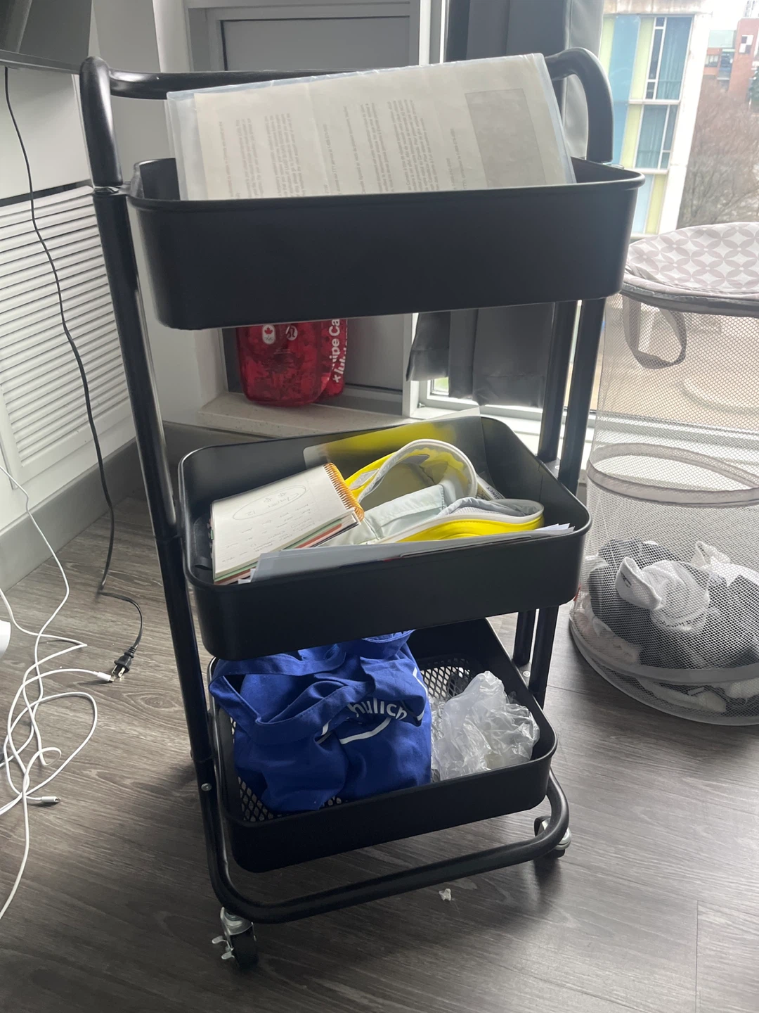 Black 3-Tier Rolling Storage Cart - photo 3