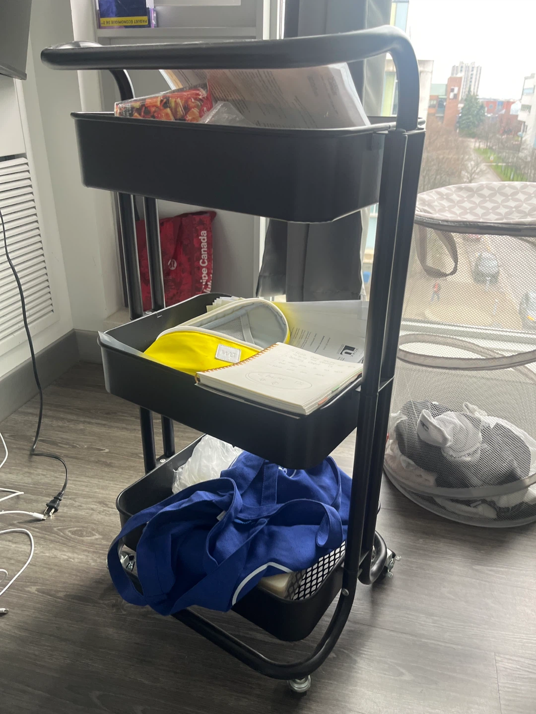 Black 3-Tier Rolling Storage Cart