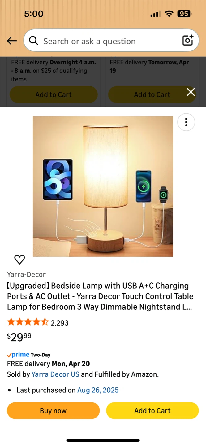 Yarra Decor Bedside Lamp with USB-A & C Charging Ports - photo 4