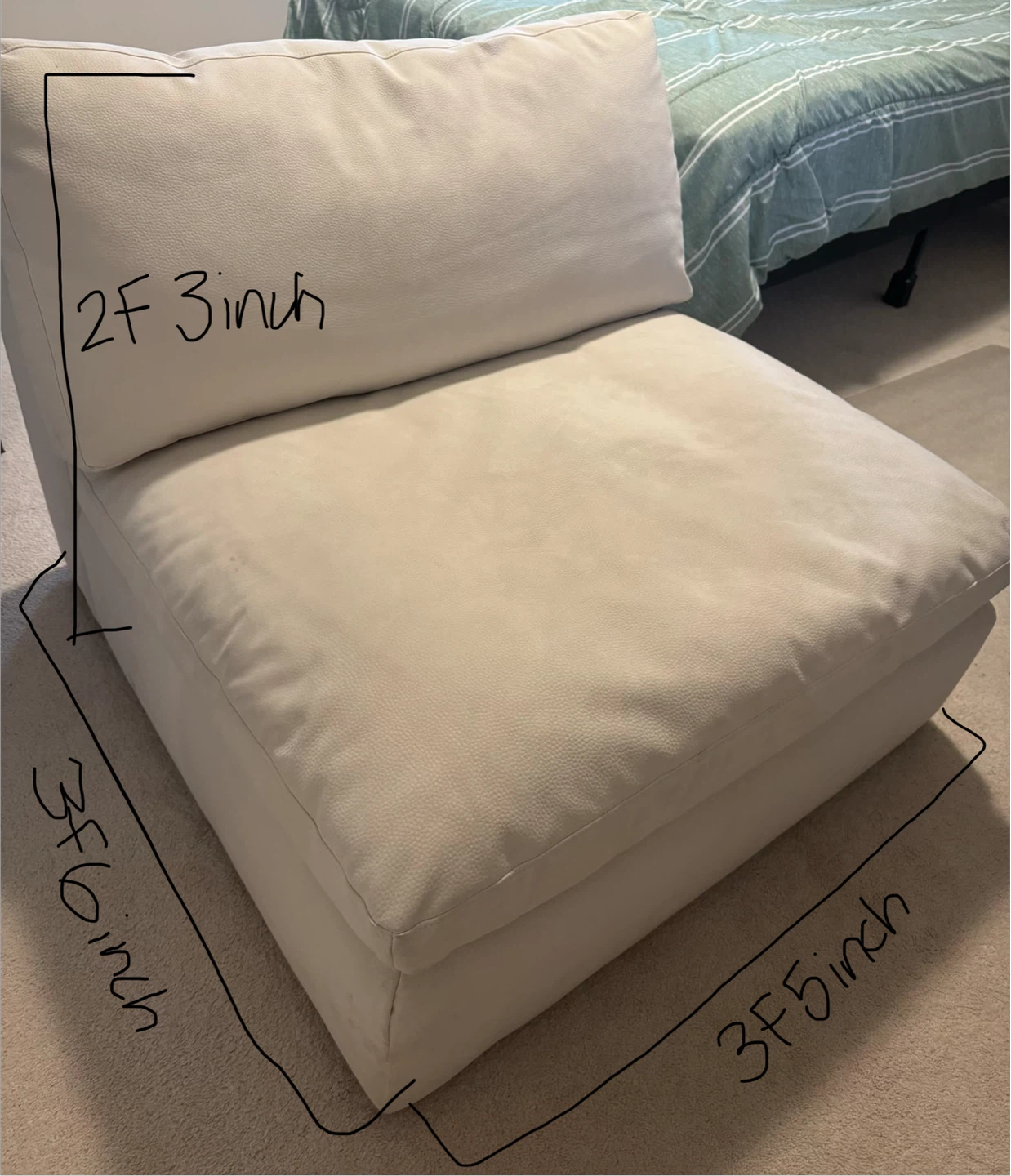 Cream Armless Accent Chair - photo 4