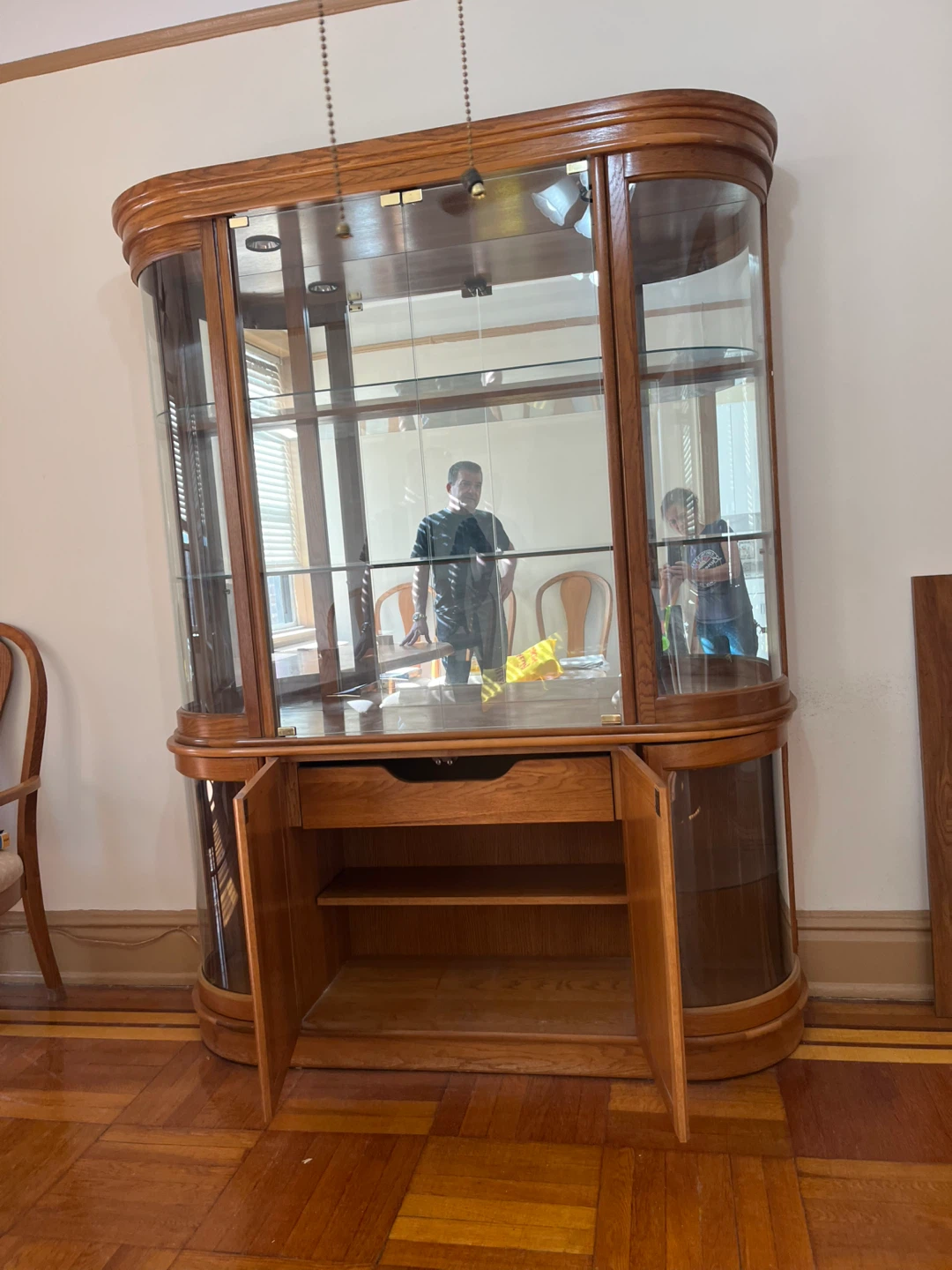 Wooden Curio Cabinet with Glass Doors - photo 2