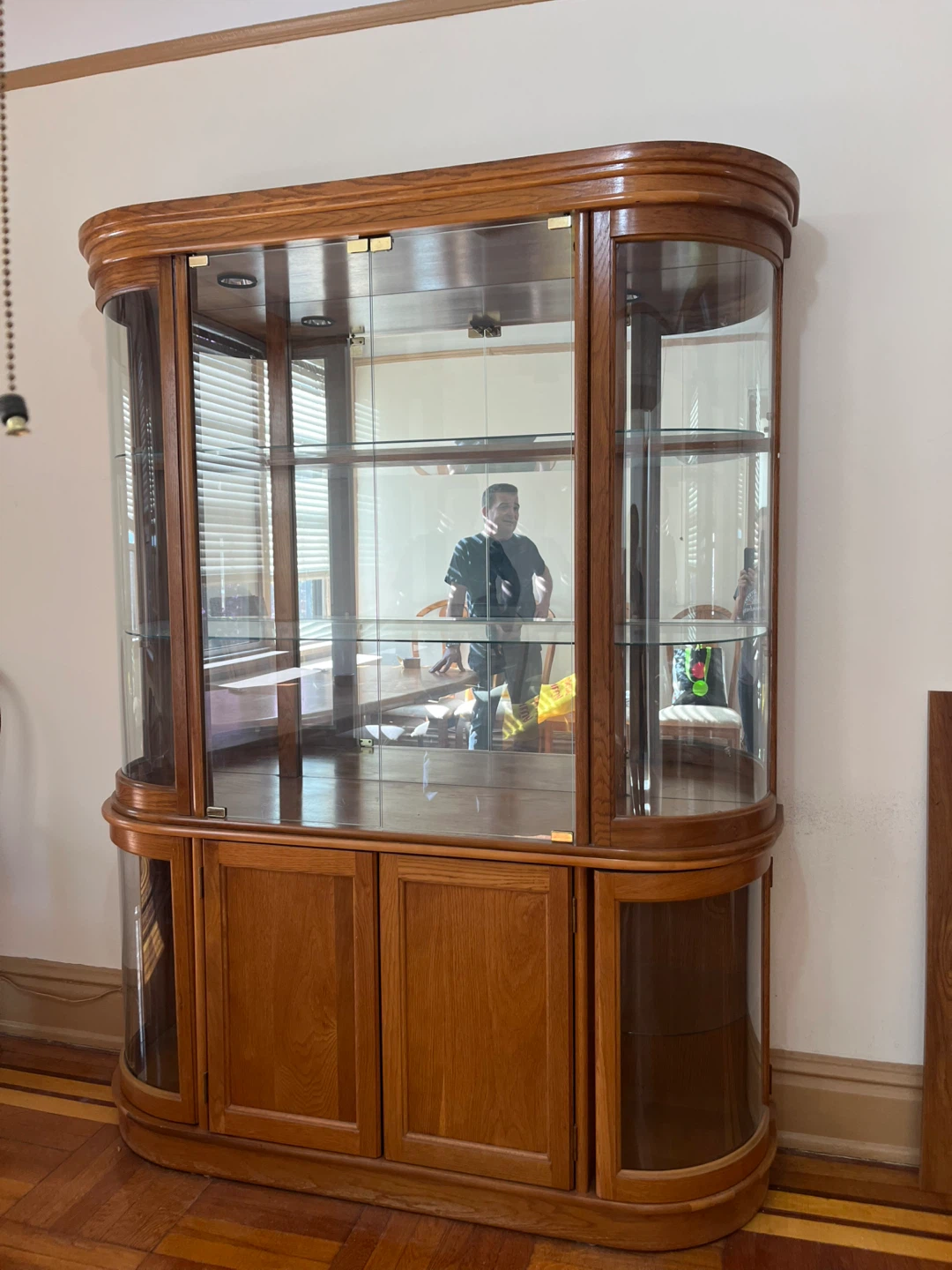Wooden Curio Cabinet with Glass Doors