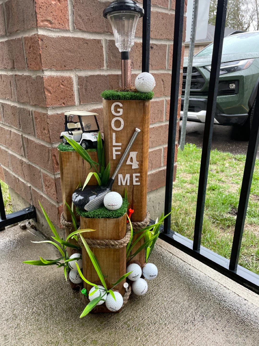 Wooden Golf Decor with Solar Light
