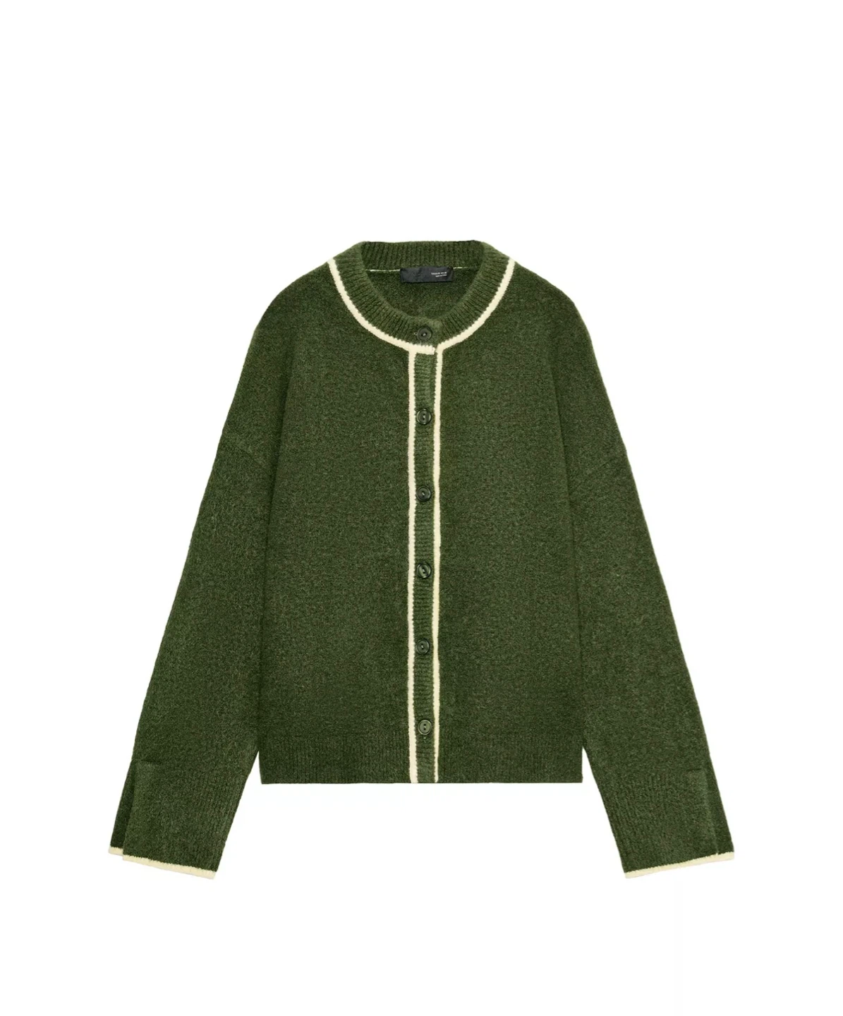 Green Cardigan with Cream Trim - photo 3