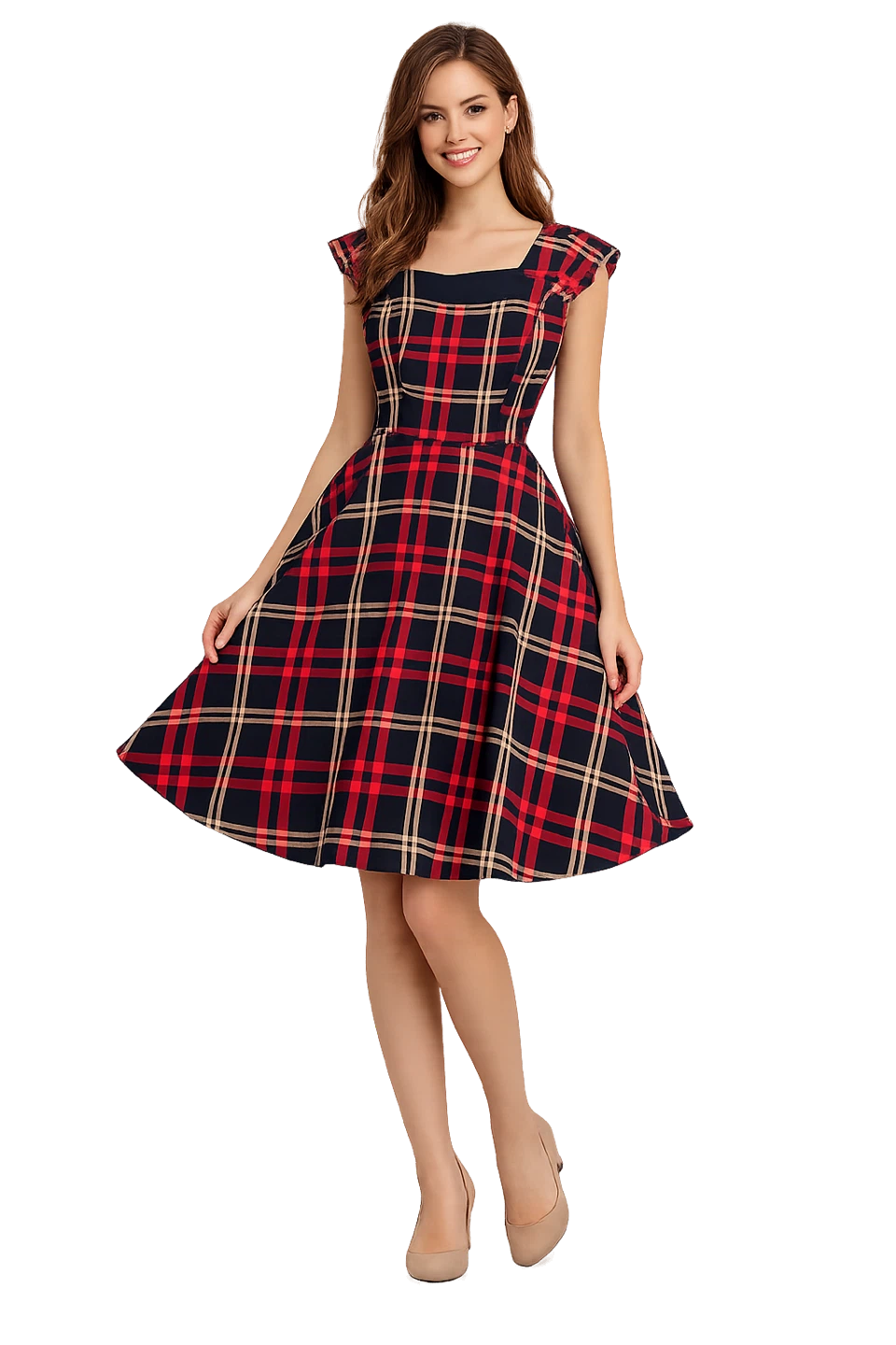 Red Plaid Fit and Flare Dress