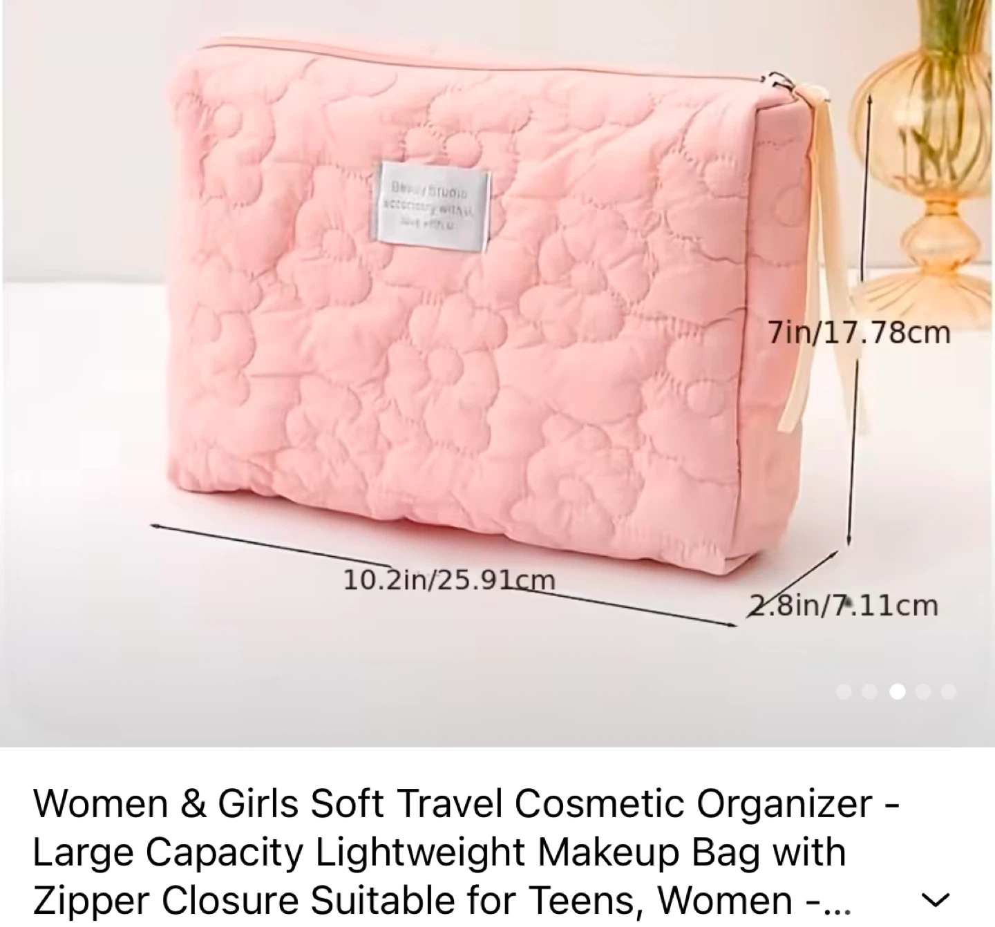 Beauty Studio Pink Quilted Cosmetic Bag - photo 2