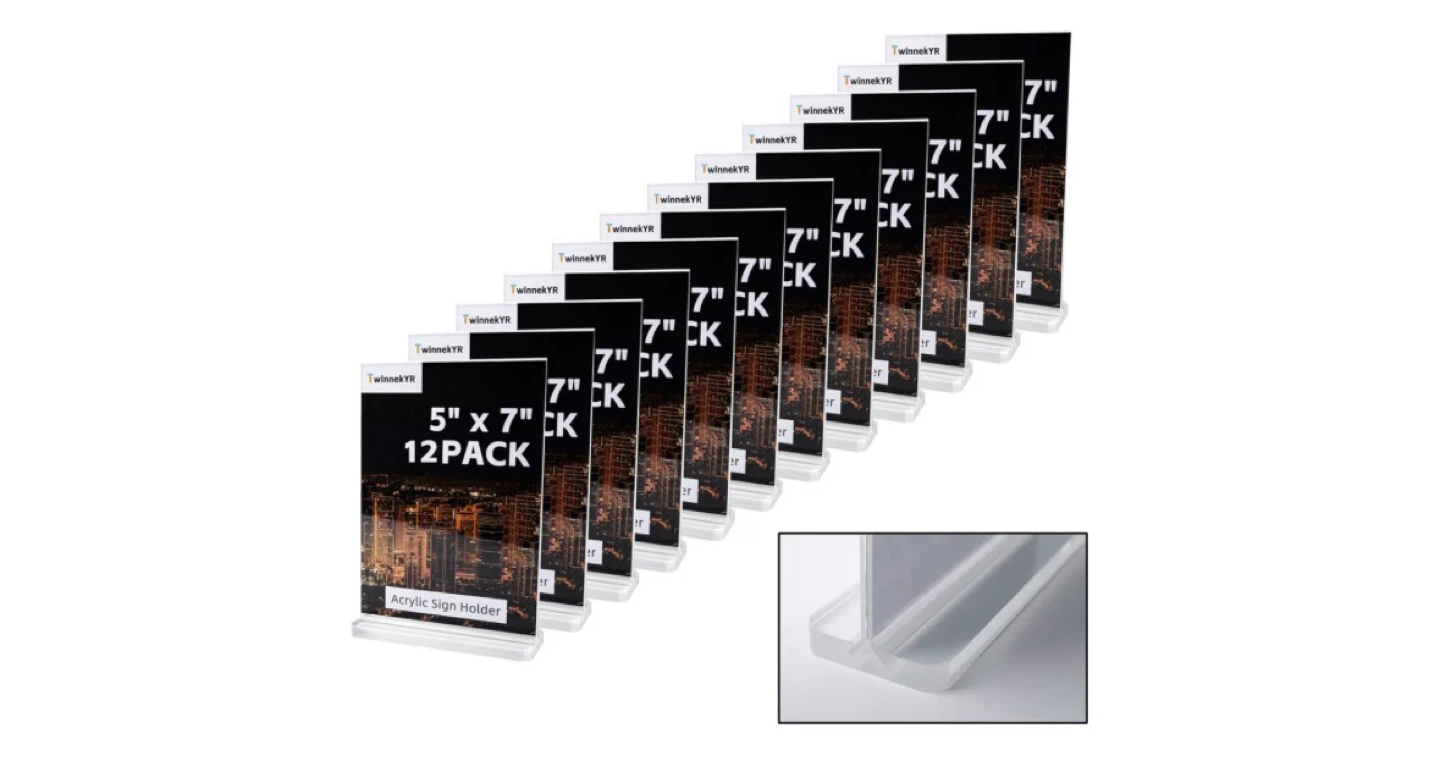 WinneYIR Acrylic Sign Holder Display - 5" x 7" (12 Pack)