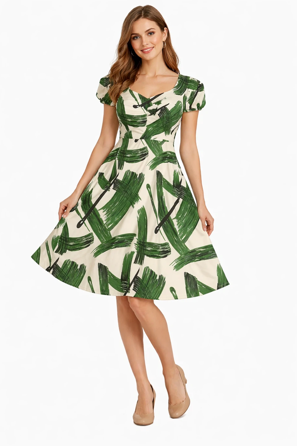 Sandra Diegelazzi Women's Size M Green Brushstroke Dress