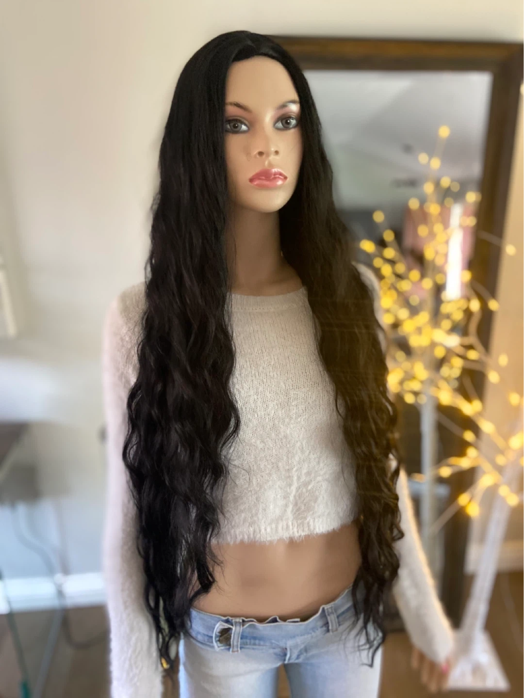 NWT: 3-Ft Long Wavy Solid Black Synthetic Cosplay Wig - photo 3