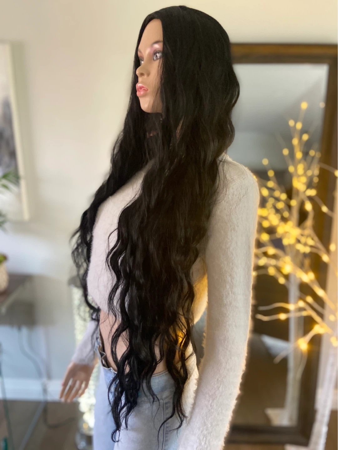 NWT: 3-Ft Long Wavy Solid Black Synthetic Cosplay Wig - photo 2