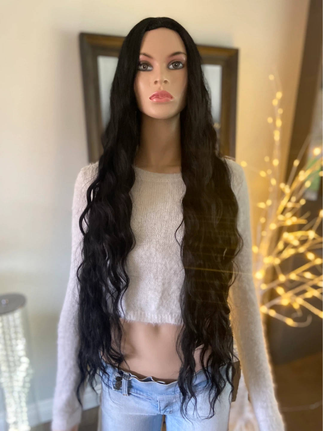 NWT: 3-Ft Long Wavy Solid Black Synthetic Cosplay Wig - photo 4