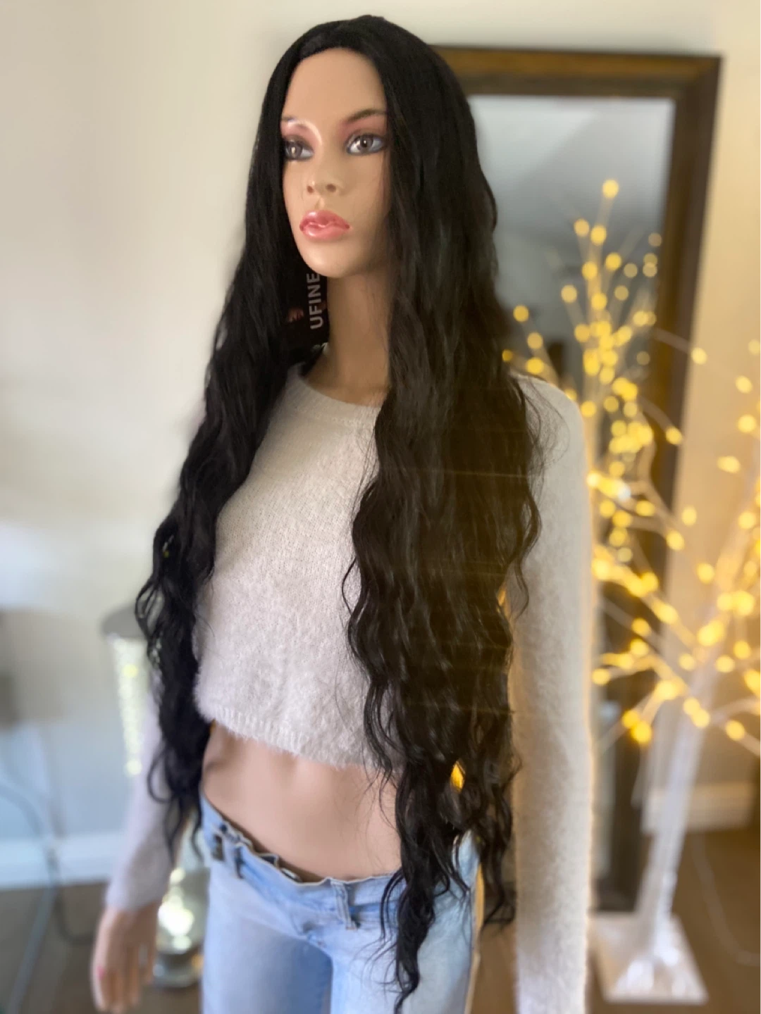 NWT: 3-Ft Long Wavy Solid Black Synthetic Cosplay Wig