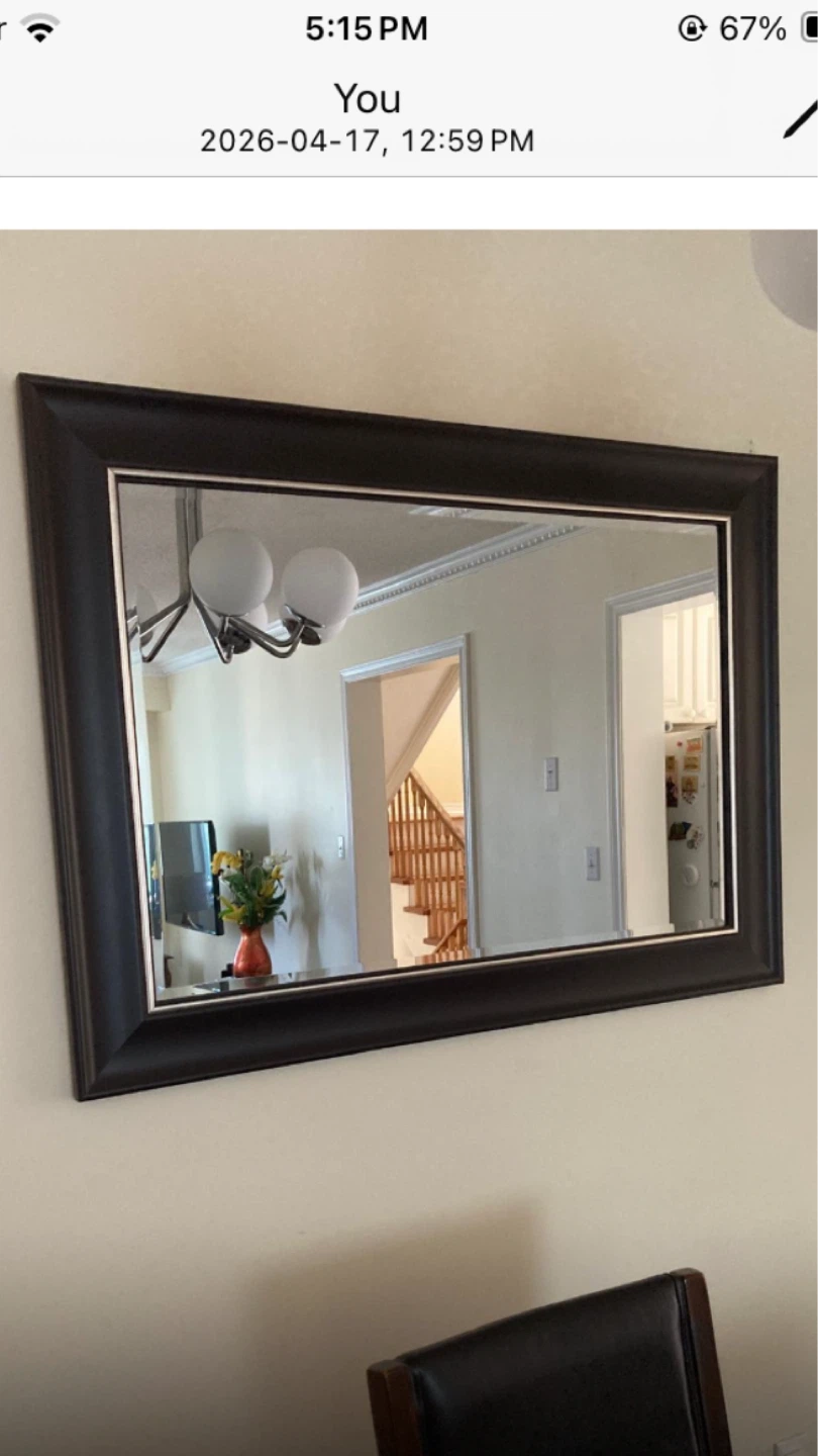 Rectangular Wall Mirror with Dark Brown Frame - photo 2