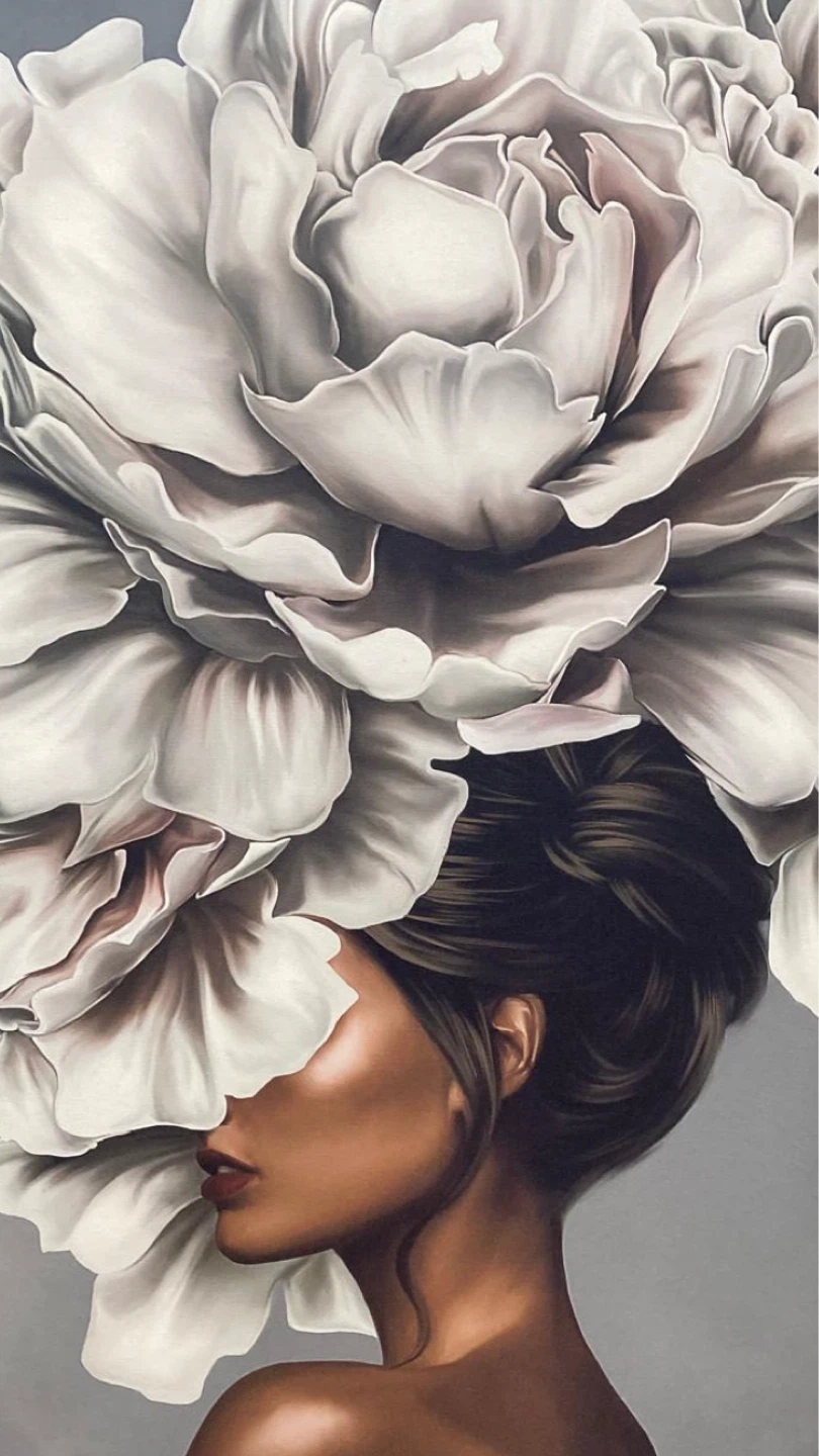 Large Floral Woman Wall Art