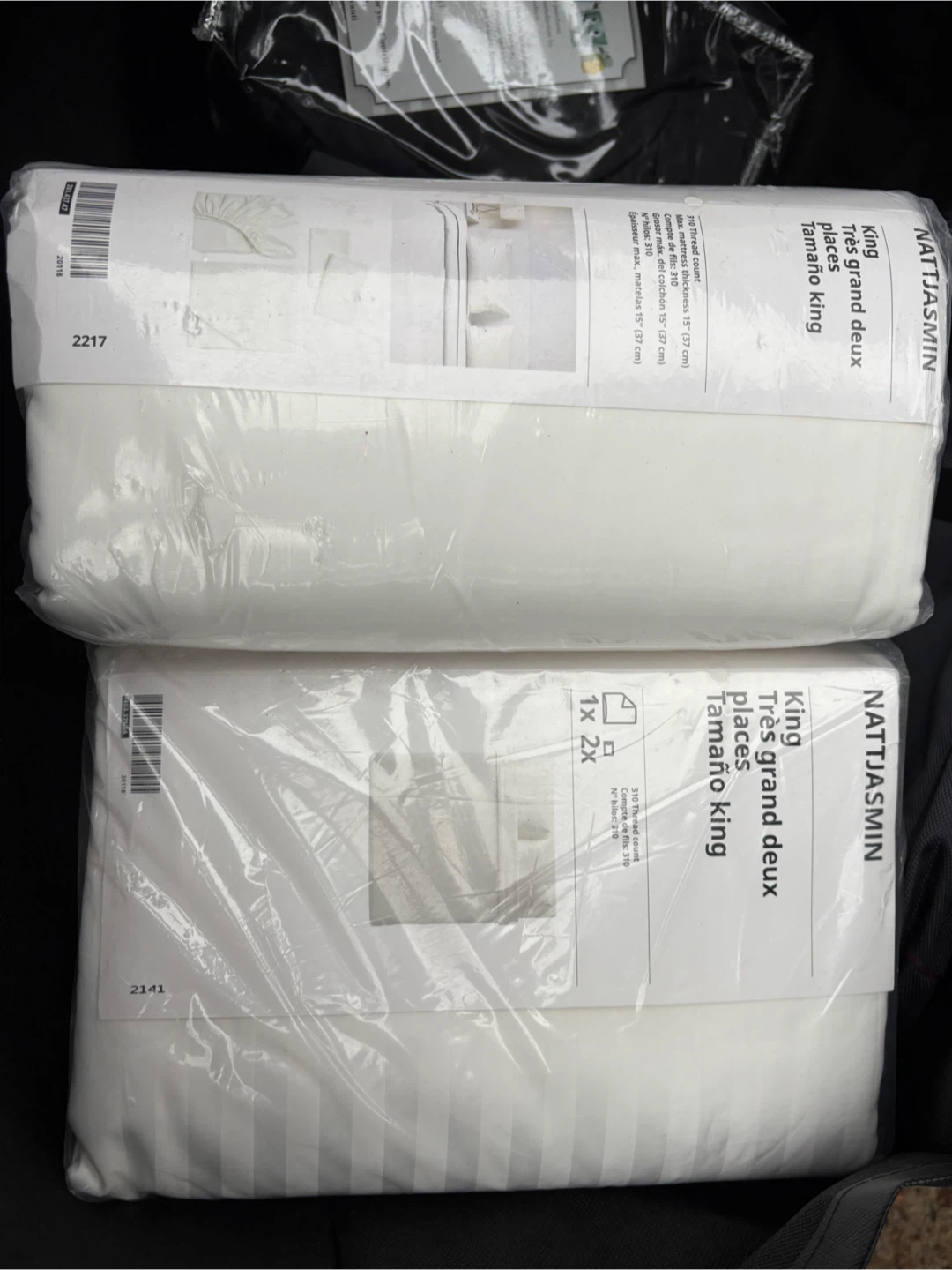 IKEA NATTJASMIN King Size Duvet Cover Set - White Striped