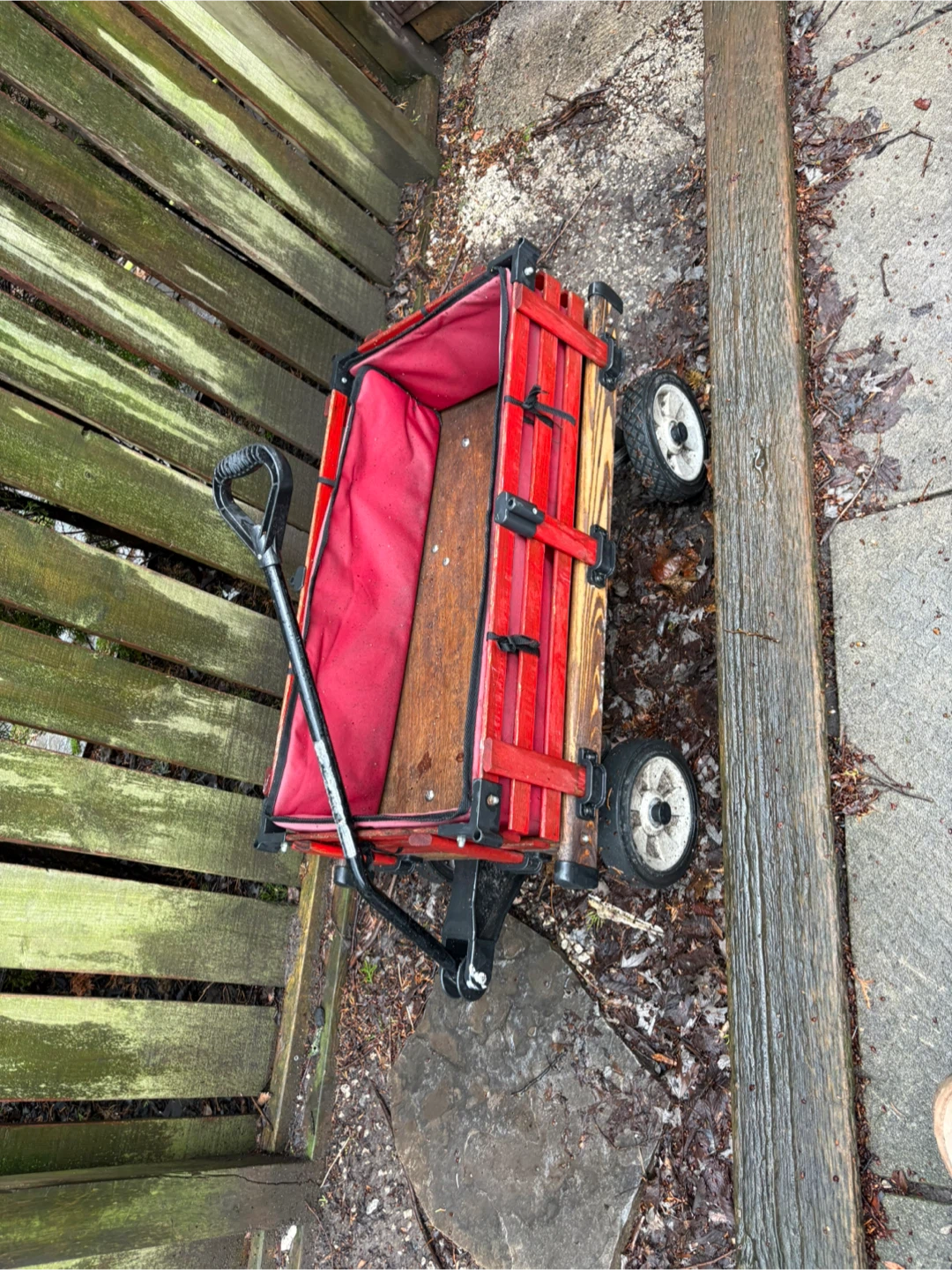 Red Wooden Wagon with Red Liner