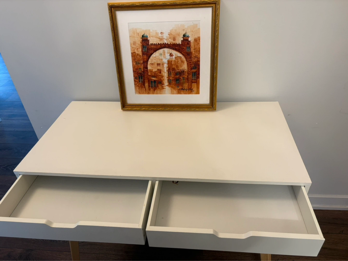 White Console Table with 2 Drawers - photo 3