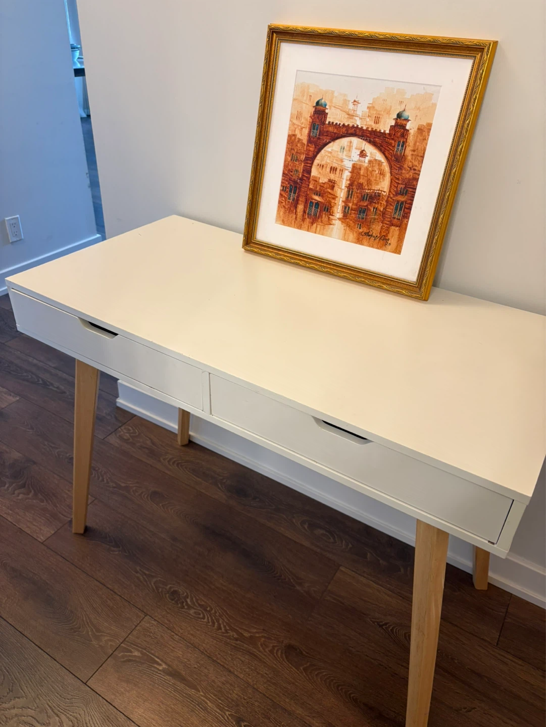 White Console Table with 2 Drawers - photo 2
