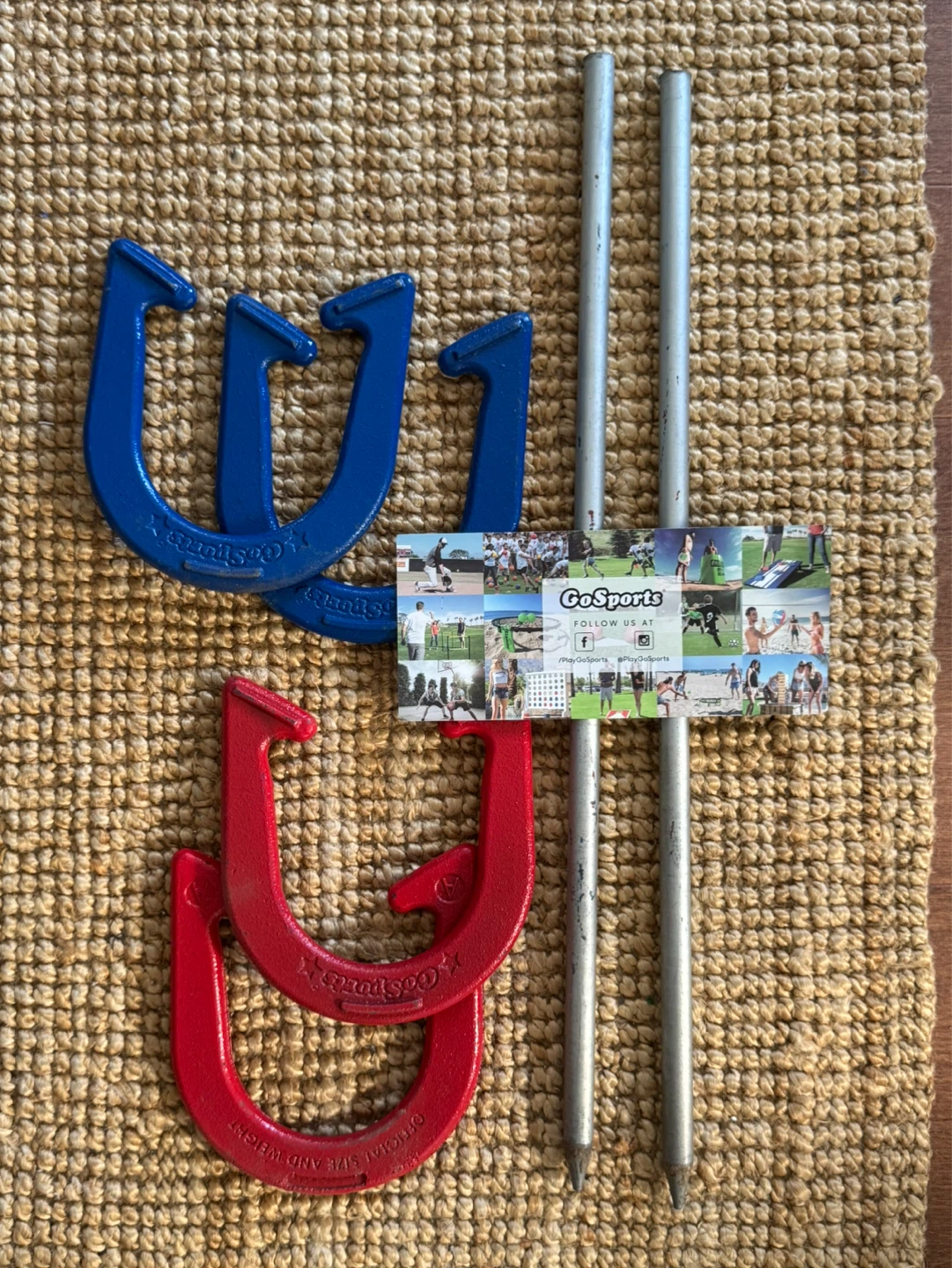 GoSports Horseshoes Set - Red & Blue