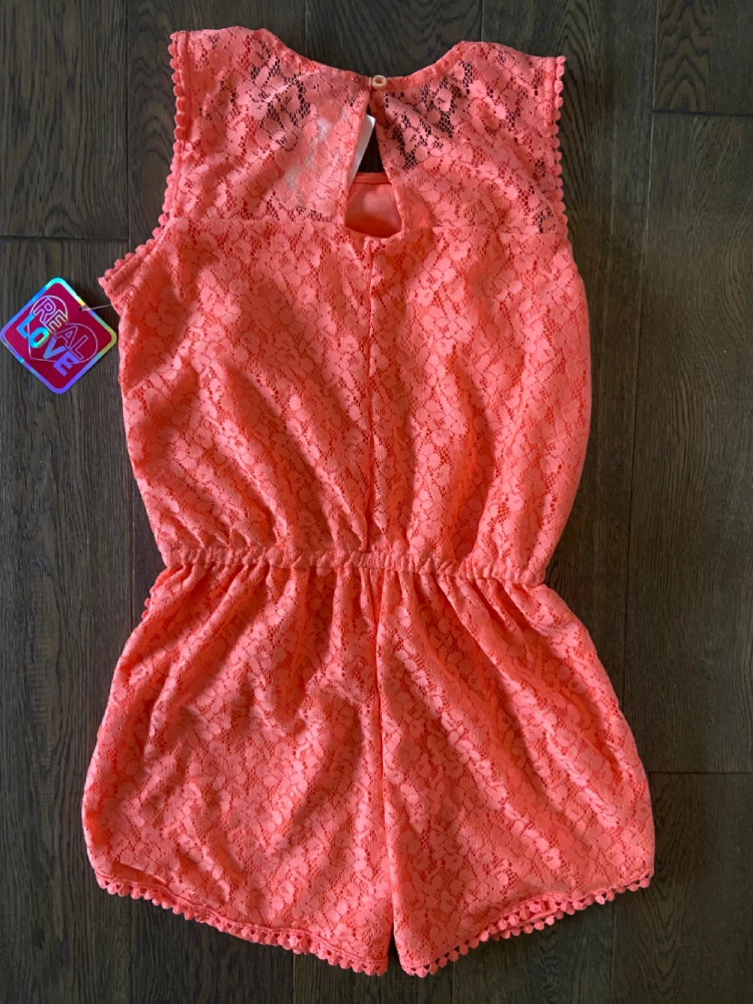NWT: Real Love Coral Lace Romper Size 14/16 - photo 5